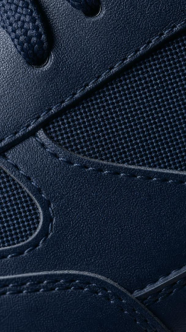 Leather & Knit Runner Sneaker - Navy