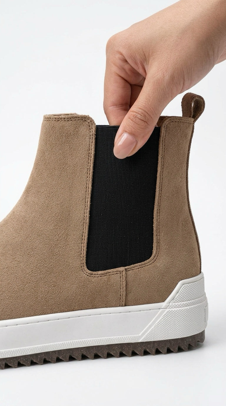 Suede Chelsea Sneaker Boot - Sand