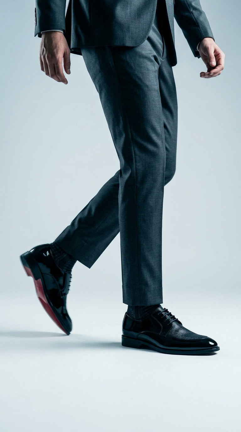 Patent Leather Derby - Black Mesh