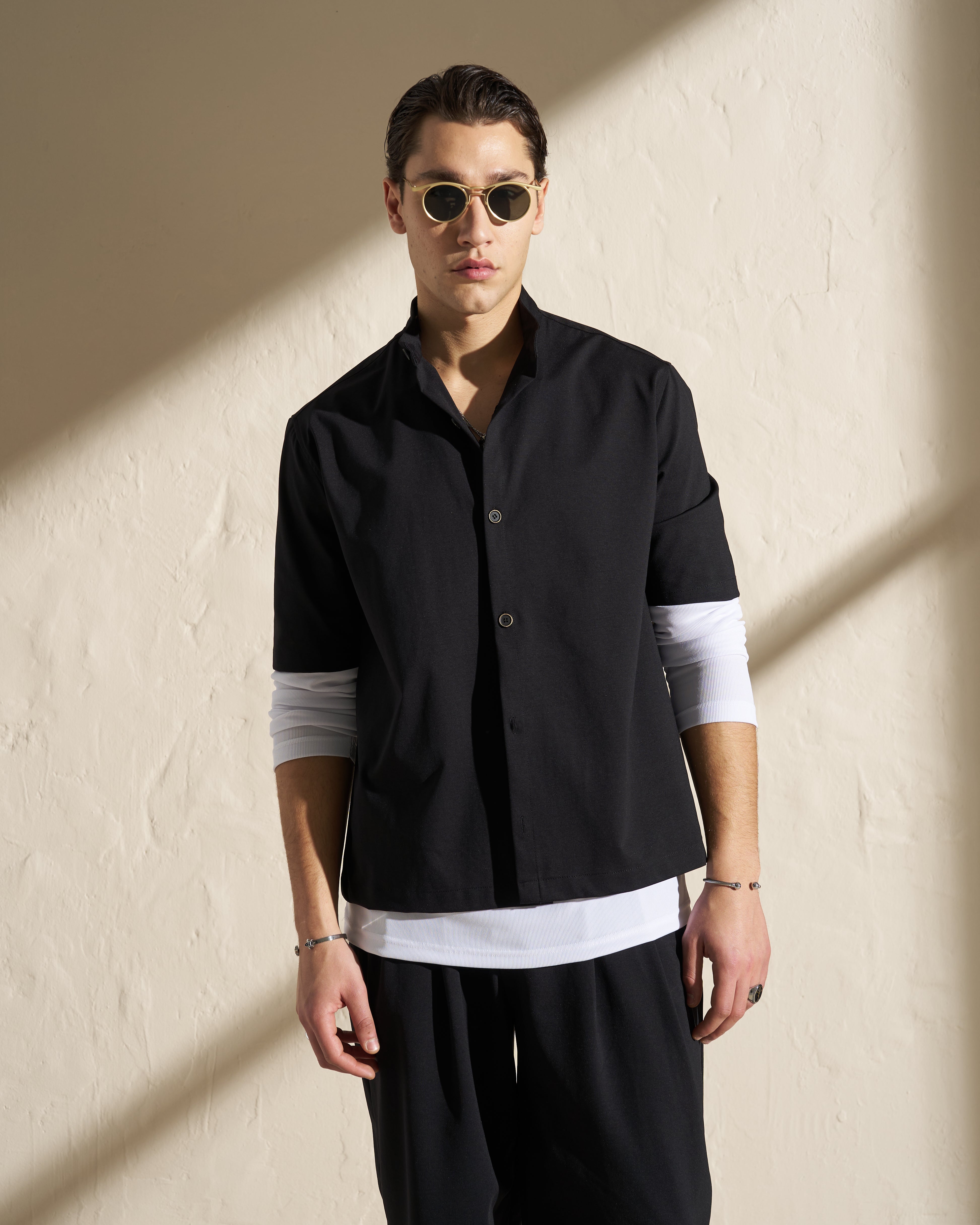 Mao Short Sleeve Shirt – Black