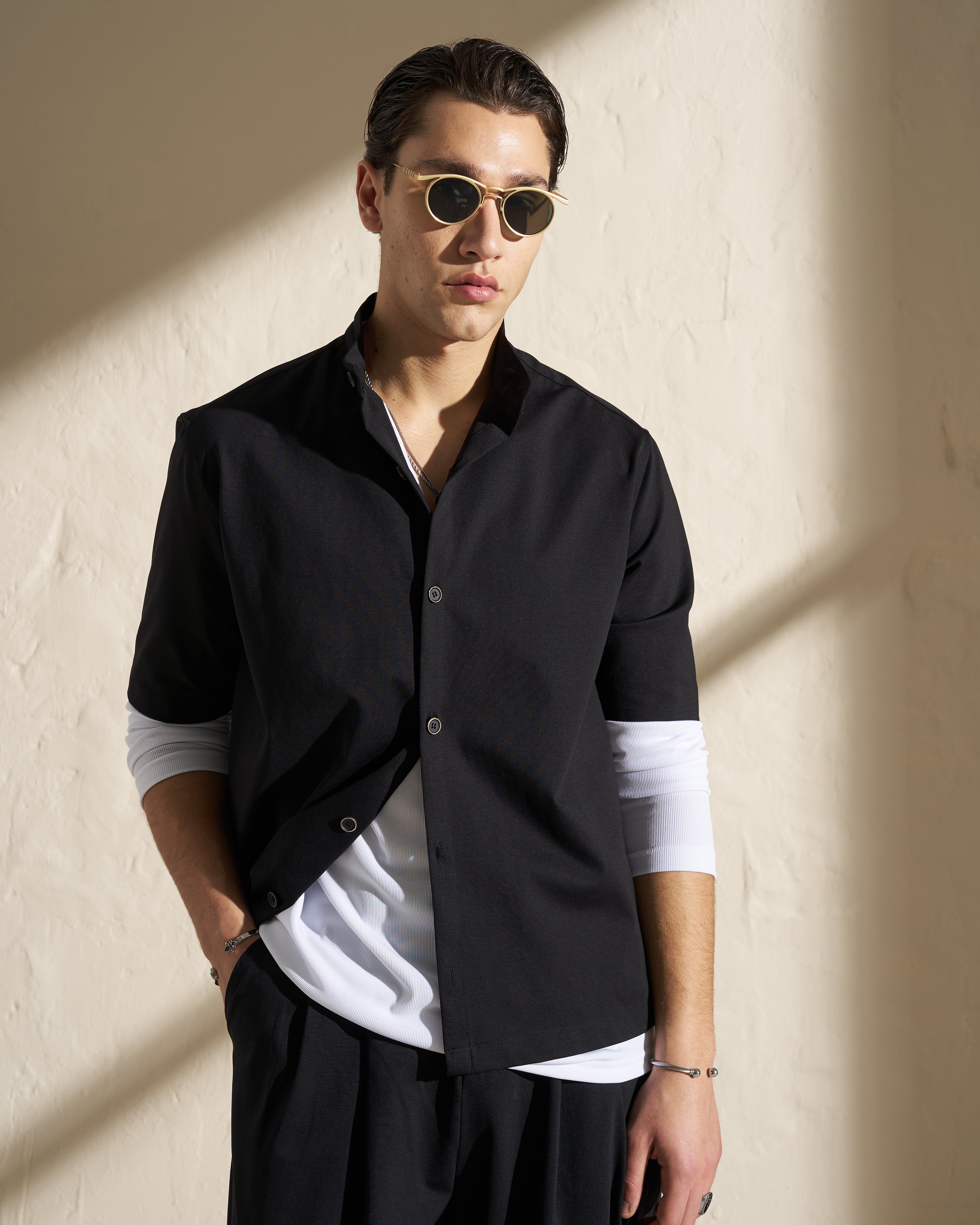 Mao Short Sleeve Shirt – Black