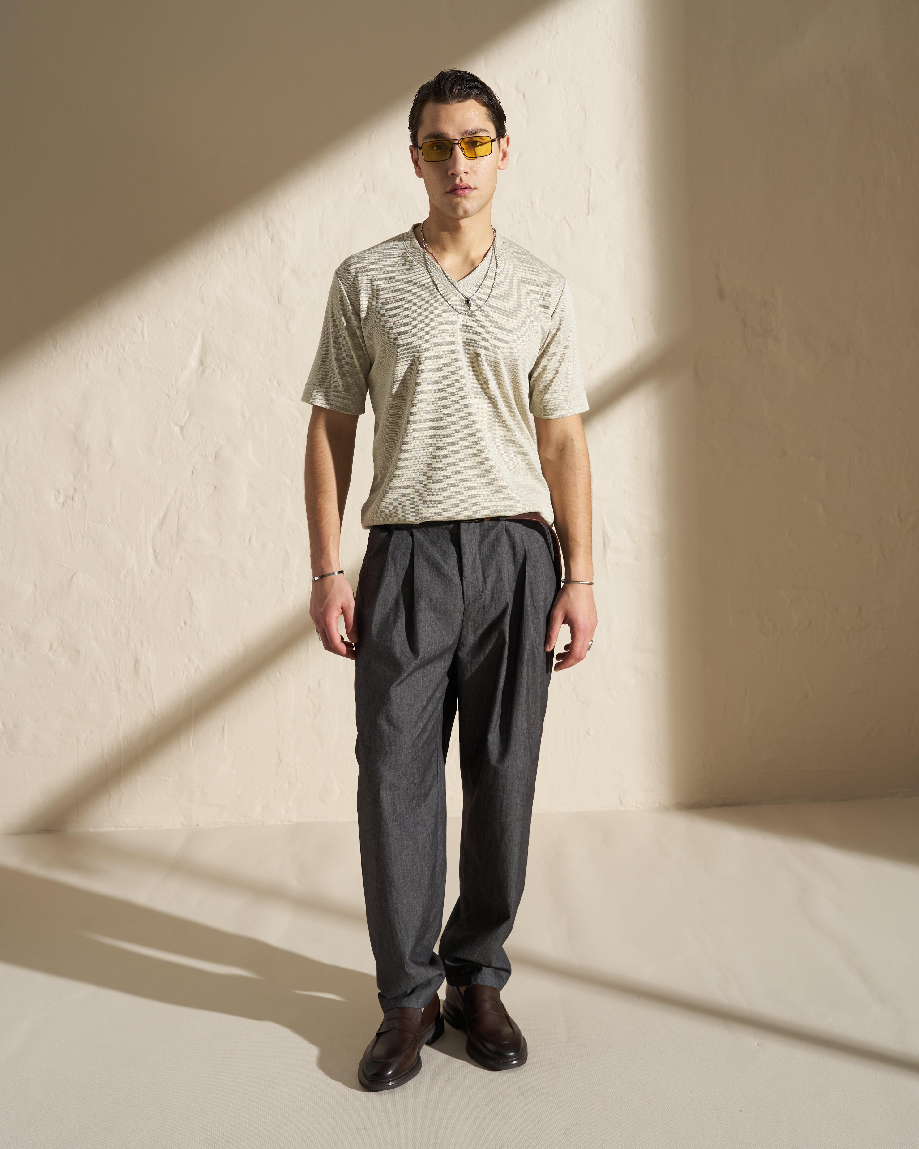 Knitted V-Neck T-Shirt