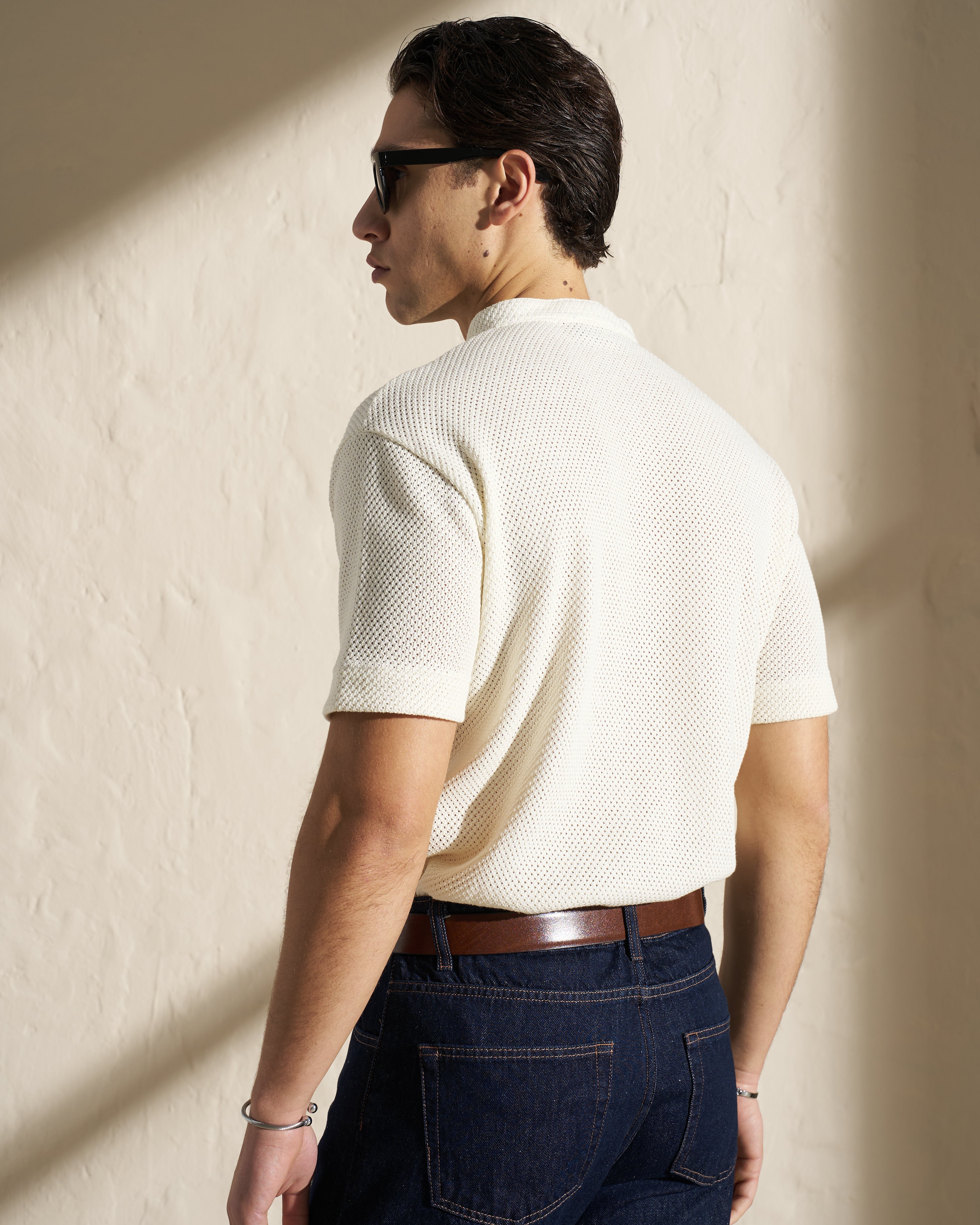 Textured Knit Short-Sleeve Shirt