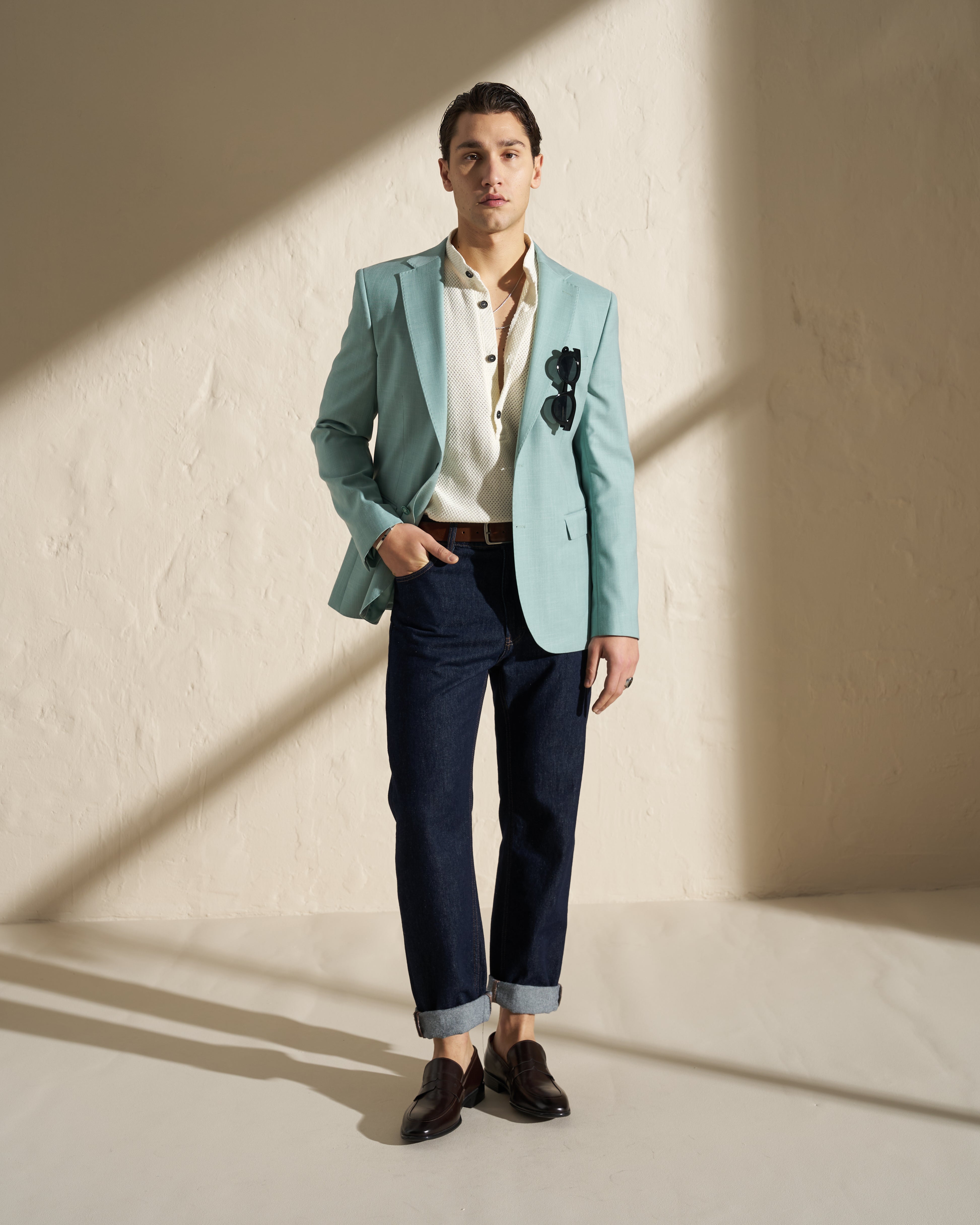Straight-Leg Raw Denim Jeans