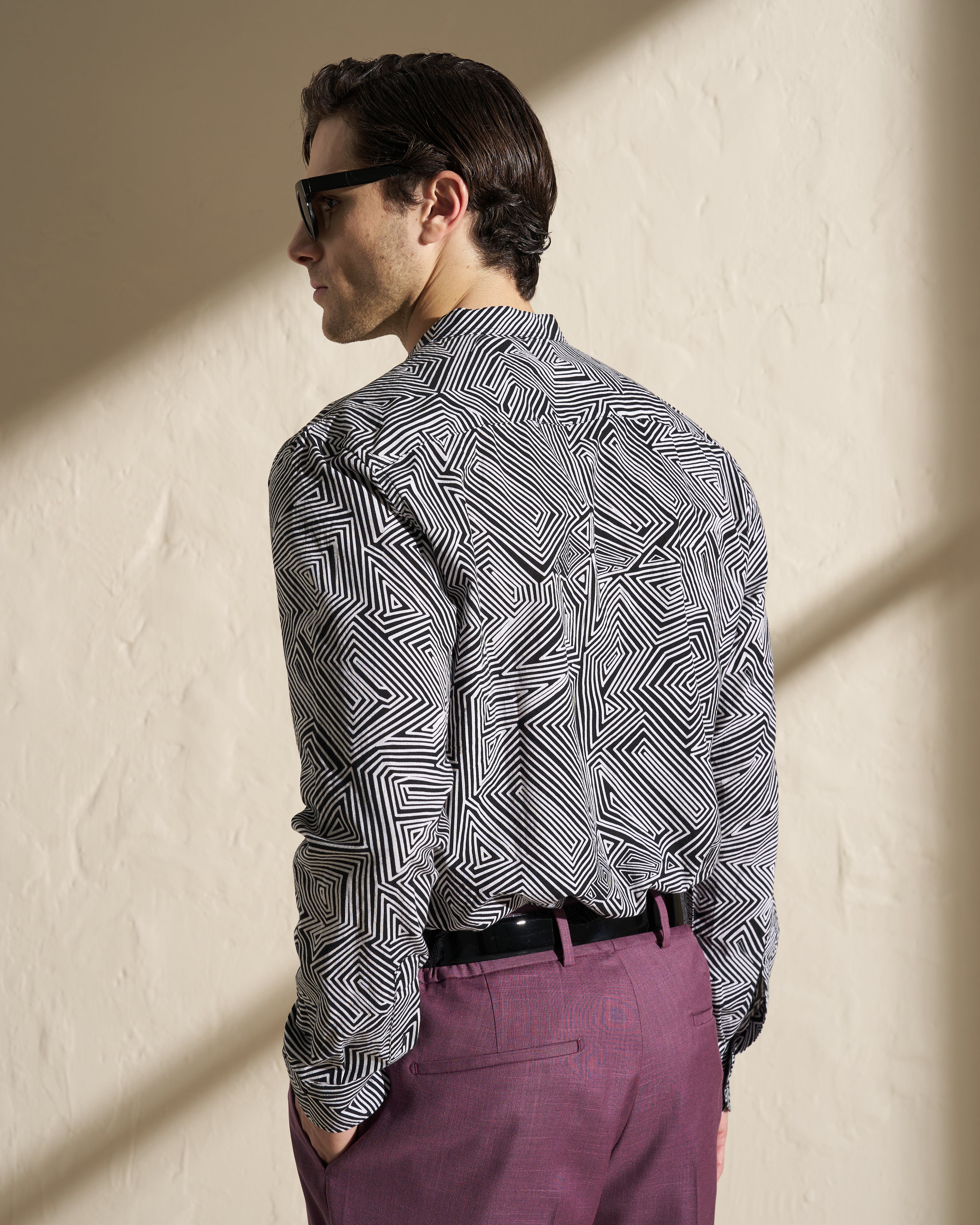 Geometric Print Viscose Shirt