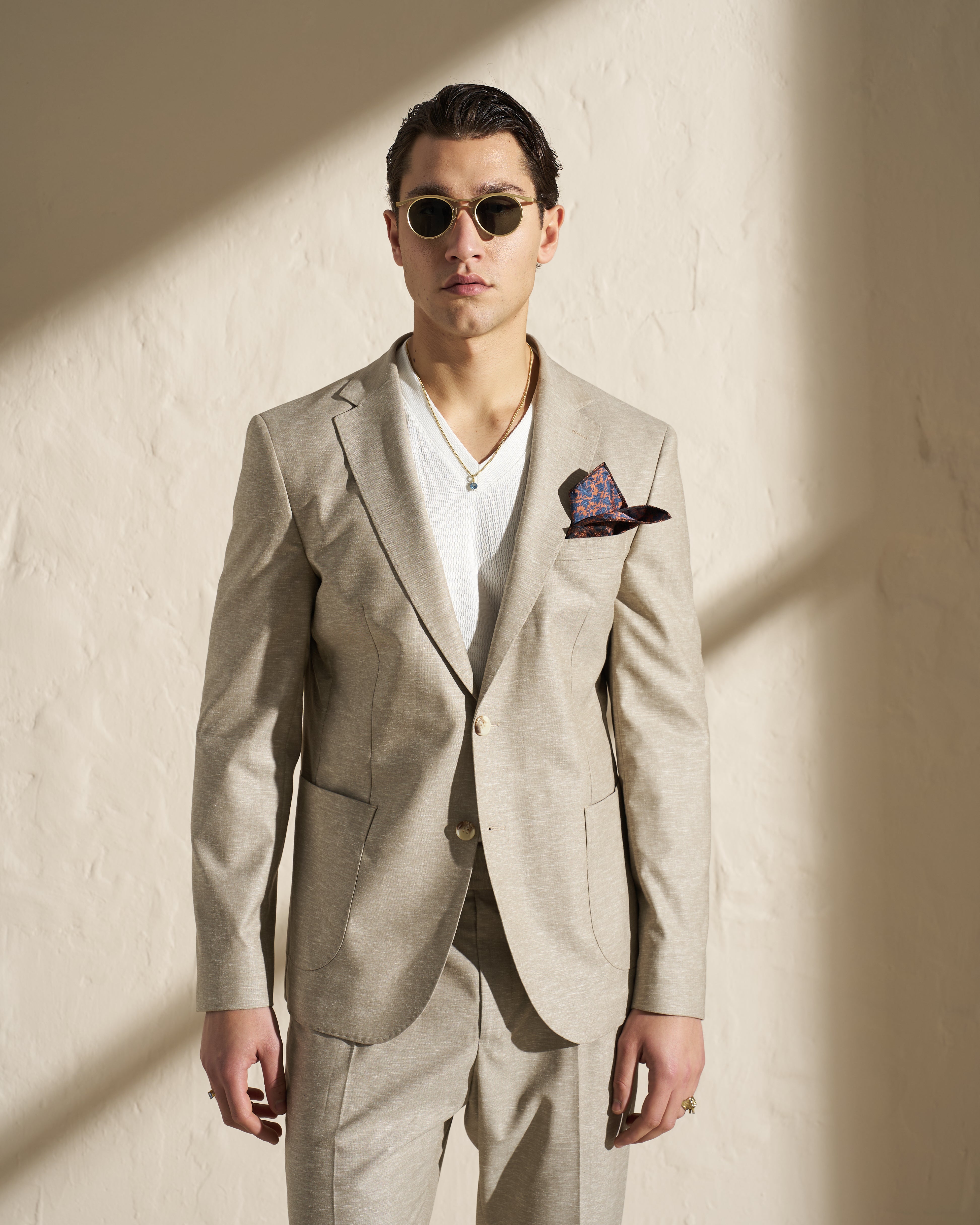 Men’s Lightweight Linen-Blend Blazer – Beige