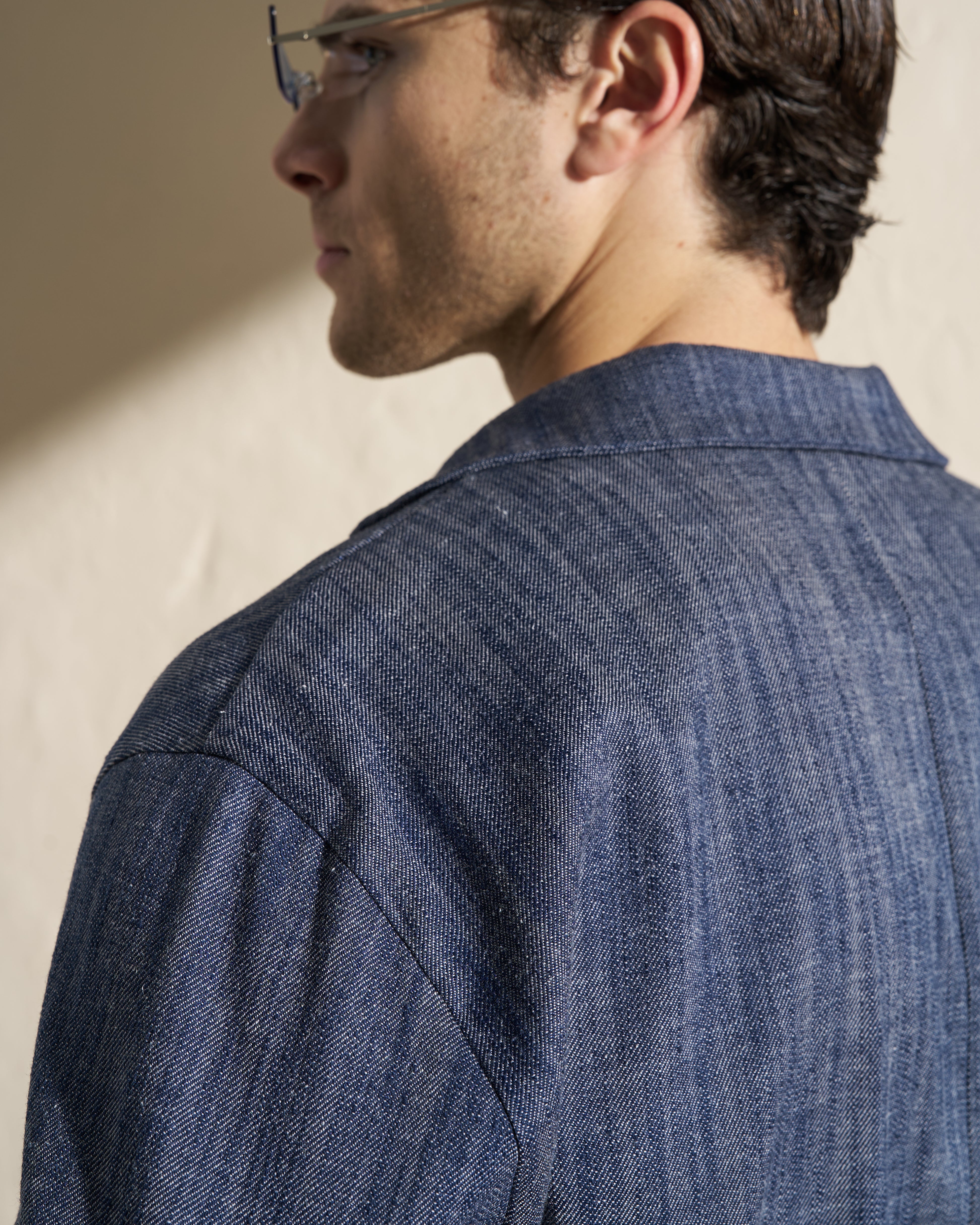 Denim-Style Cotton Linen Blazer