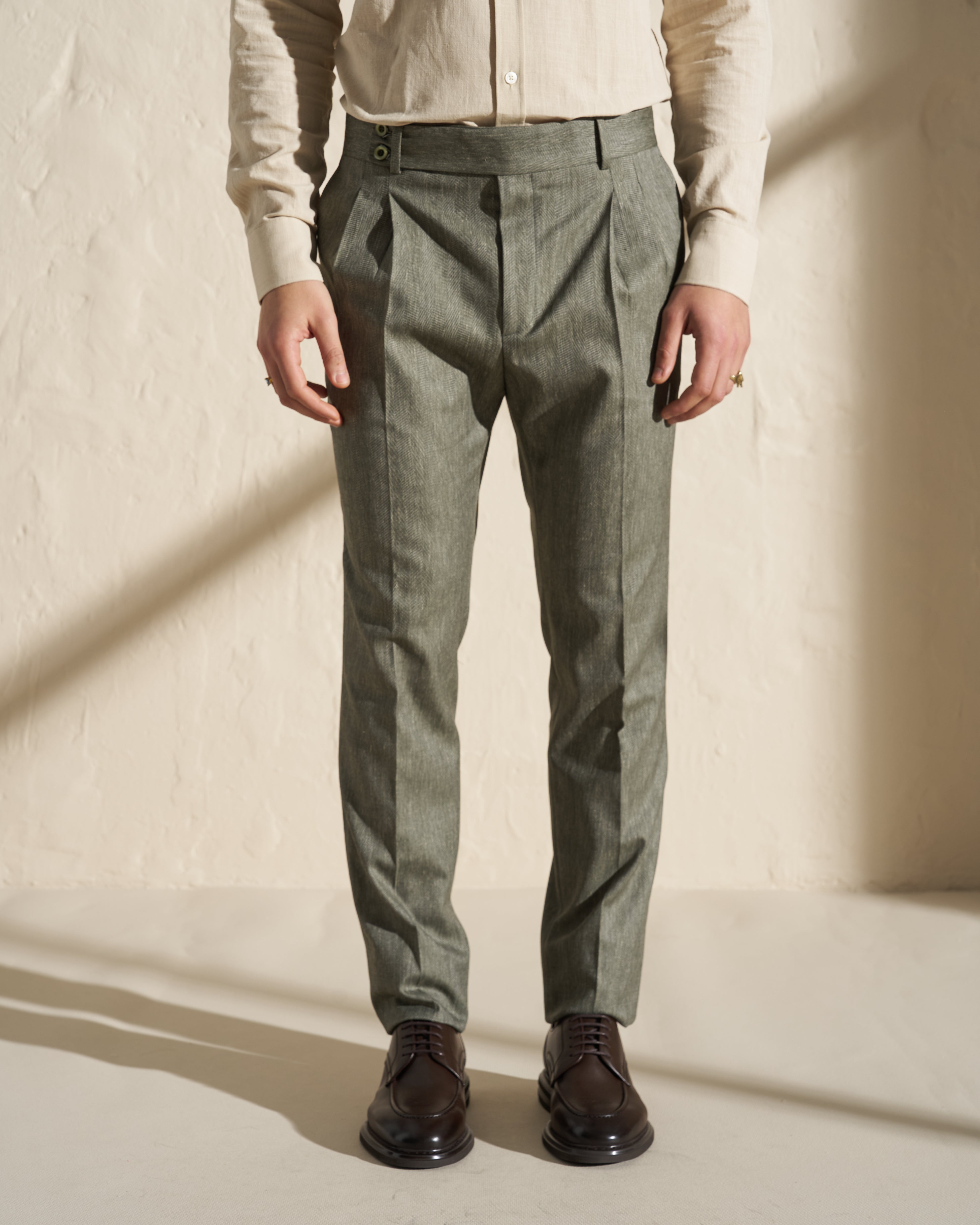 Tailored Cotton–Linen Trousers