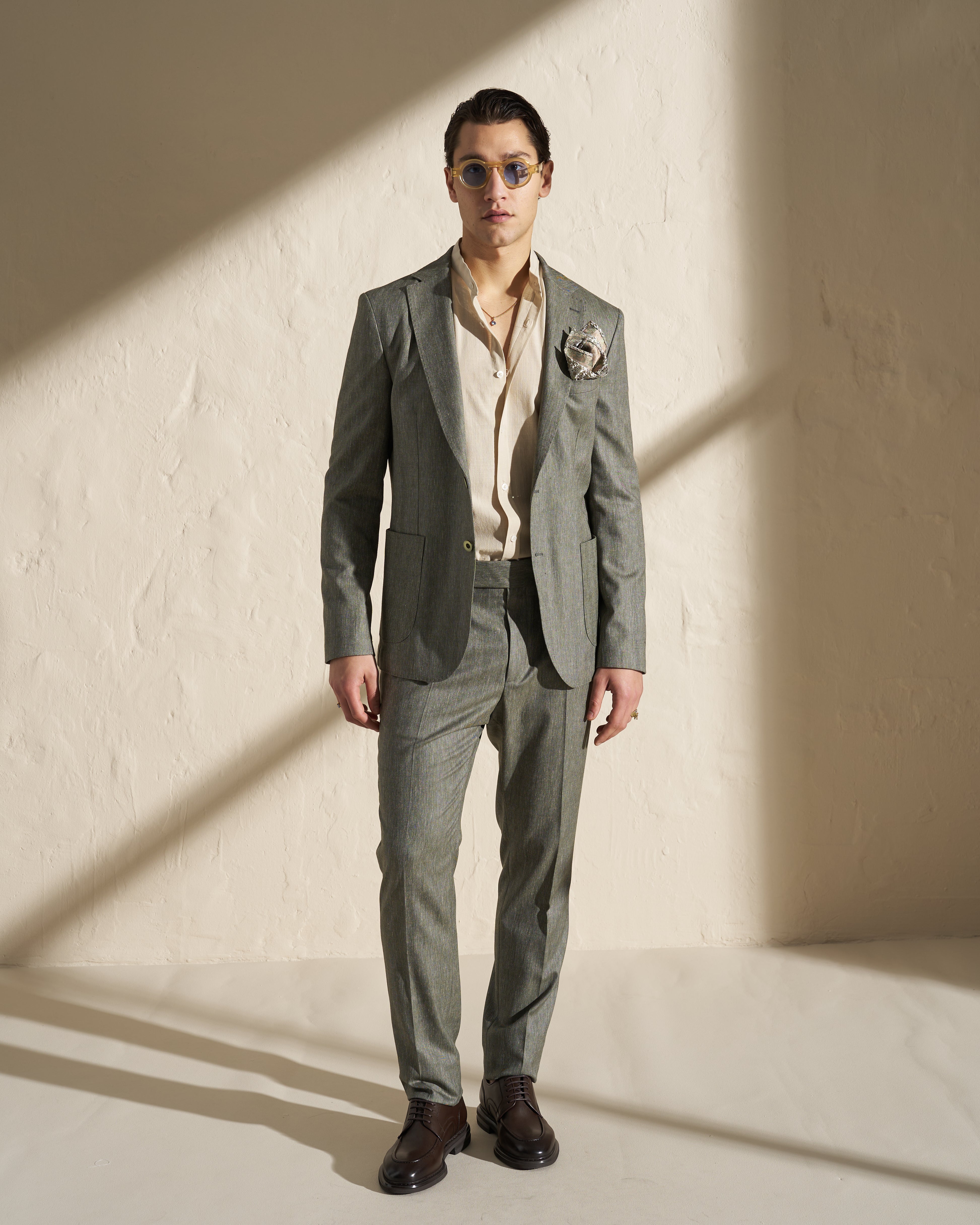 Men’s Lightweight Herringbone Blazer – Green