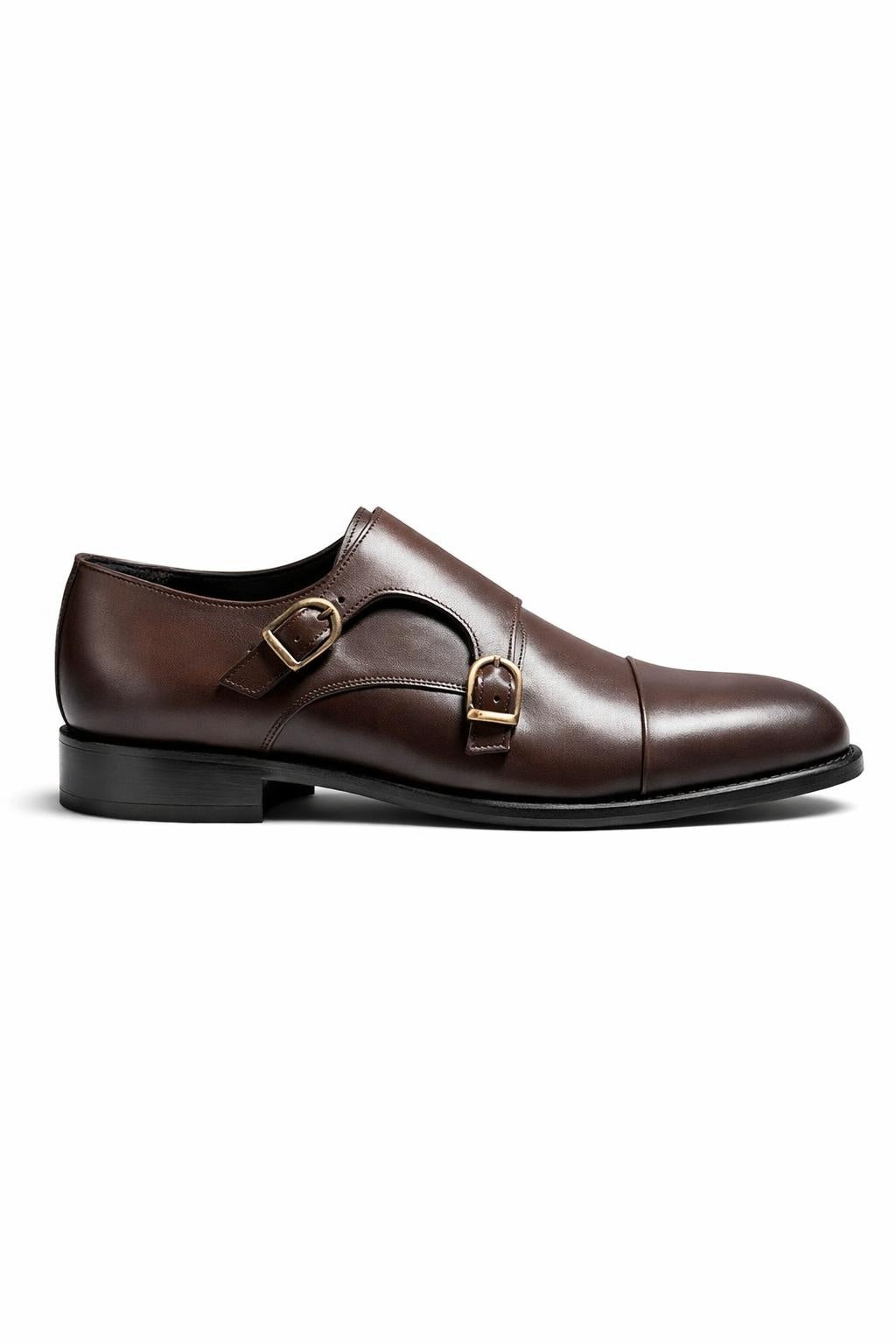 Men’s Brown Leather Double Monk Strap Shoes