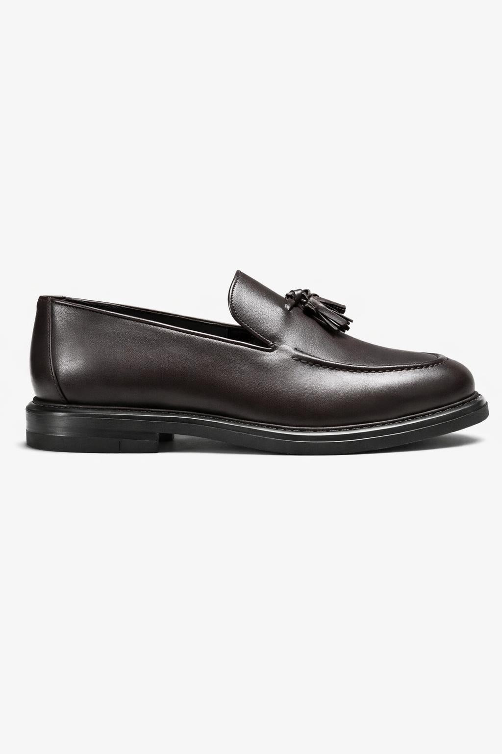 Men’s Leather Tassel Loafers – Dark Brown