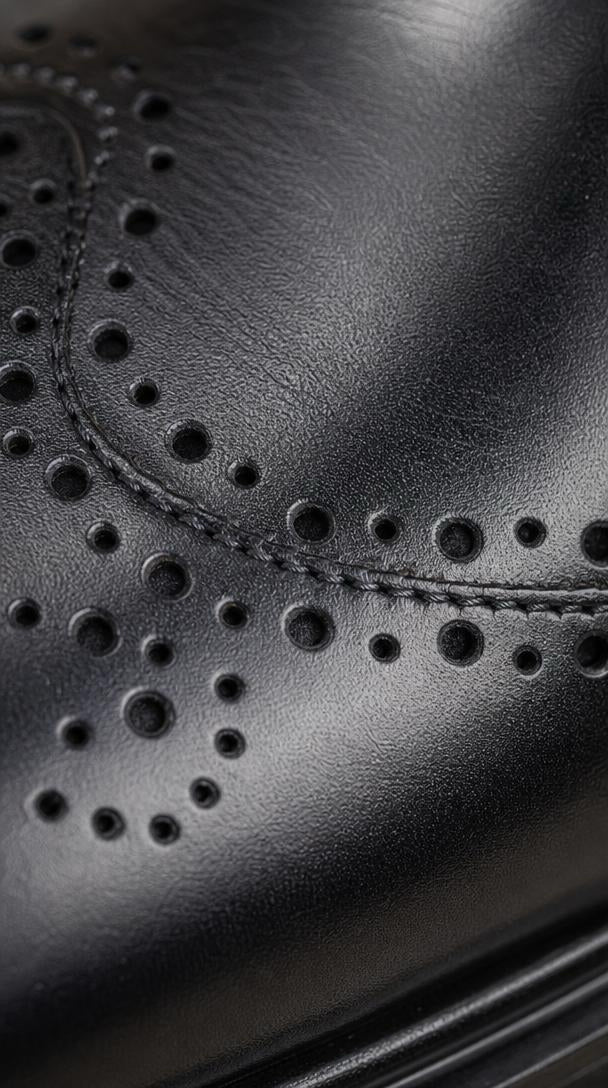 Leather Wingtip Derby Shoe - Black