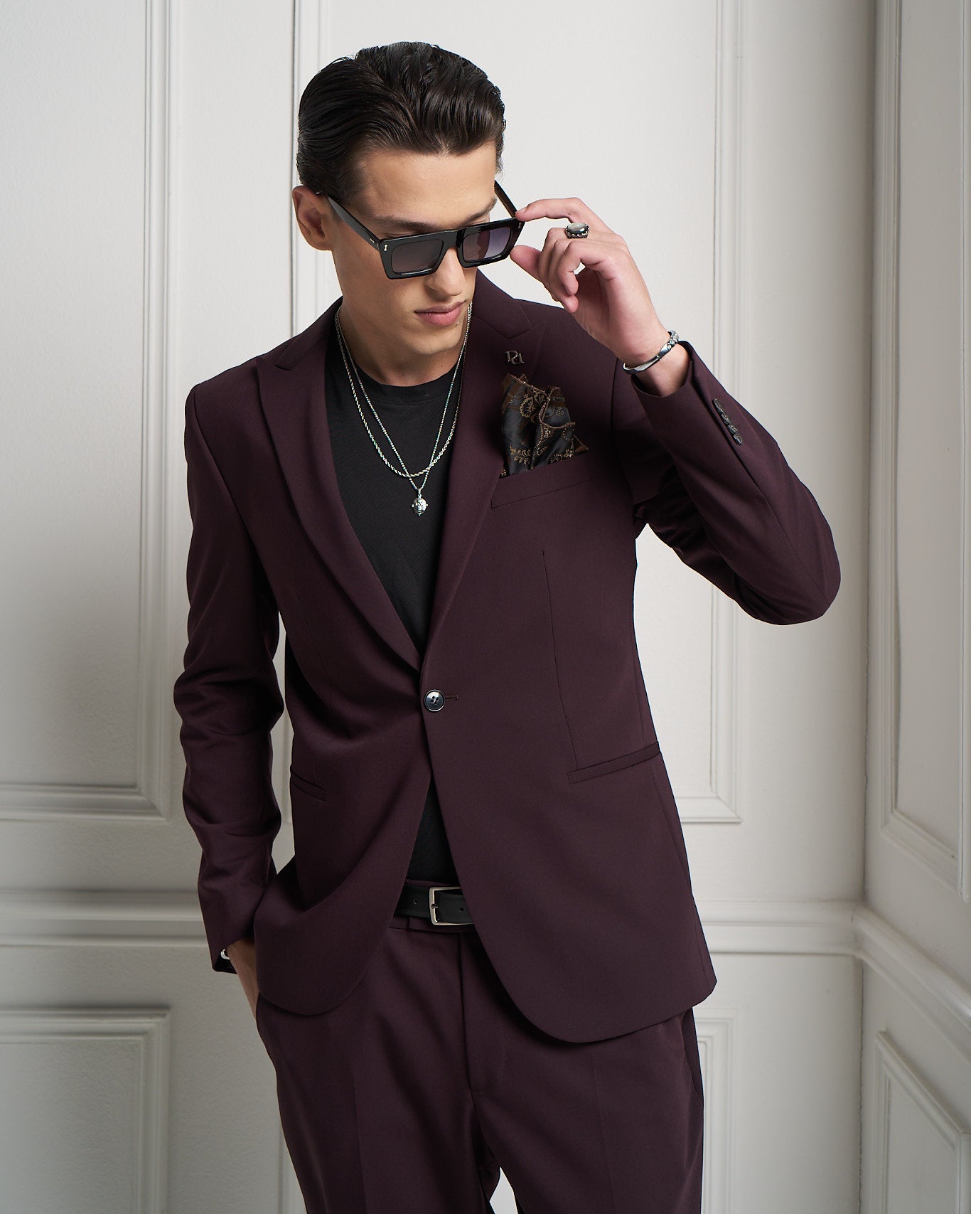 Burgundy Tailored Suit Jacket