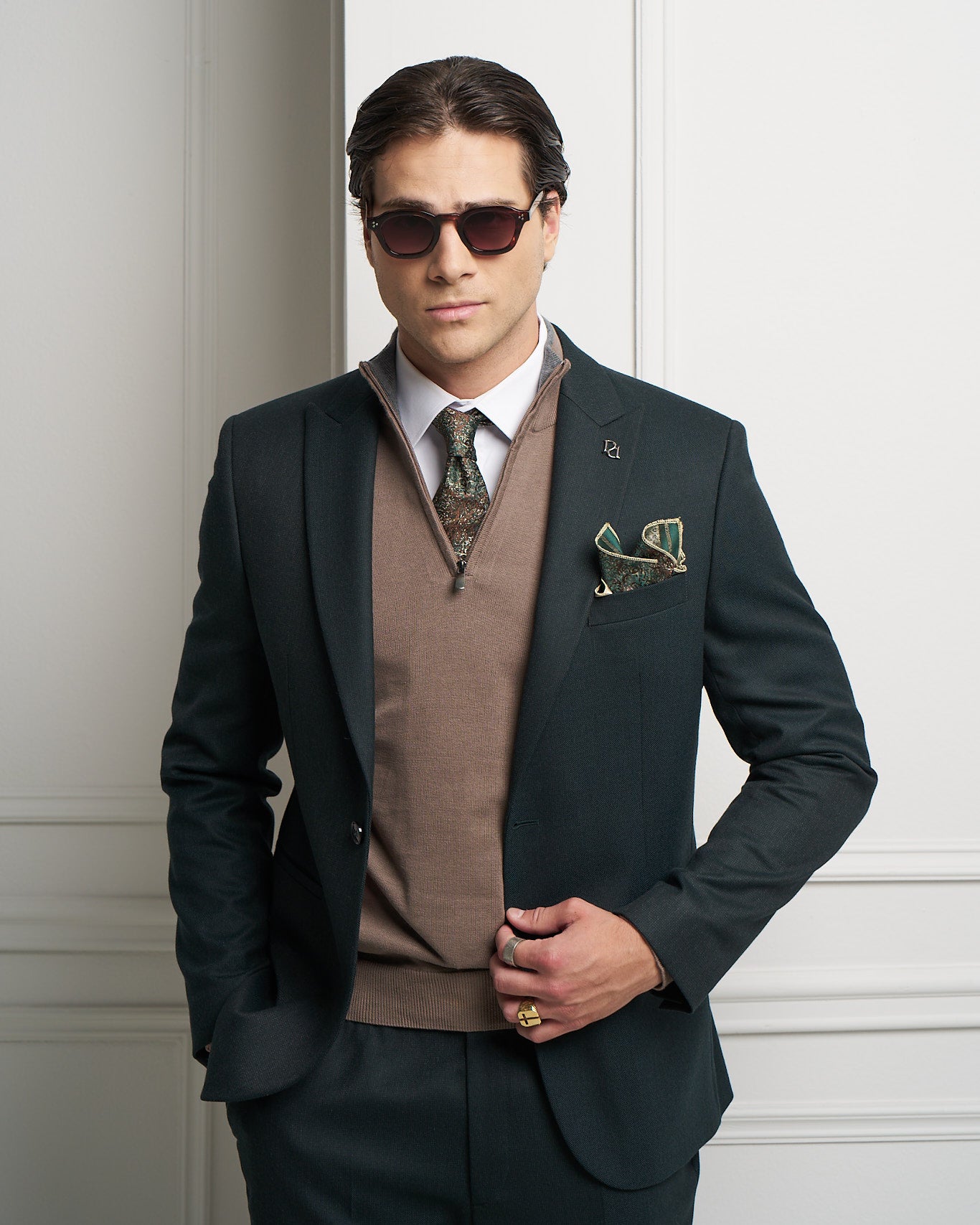 Deep Green One-Button Tailored Jacket