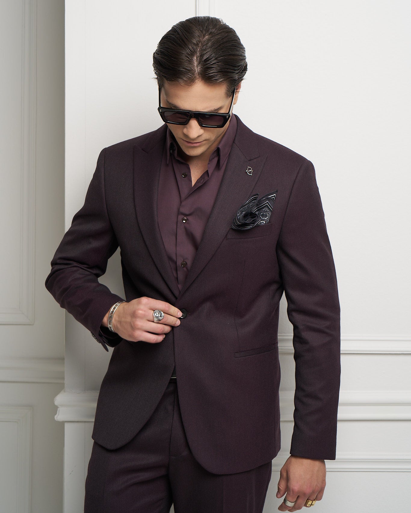 Burgundy One-Button Tailored Jacket
