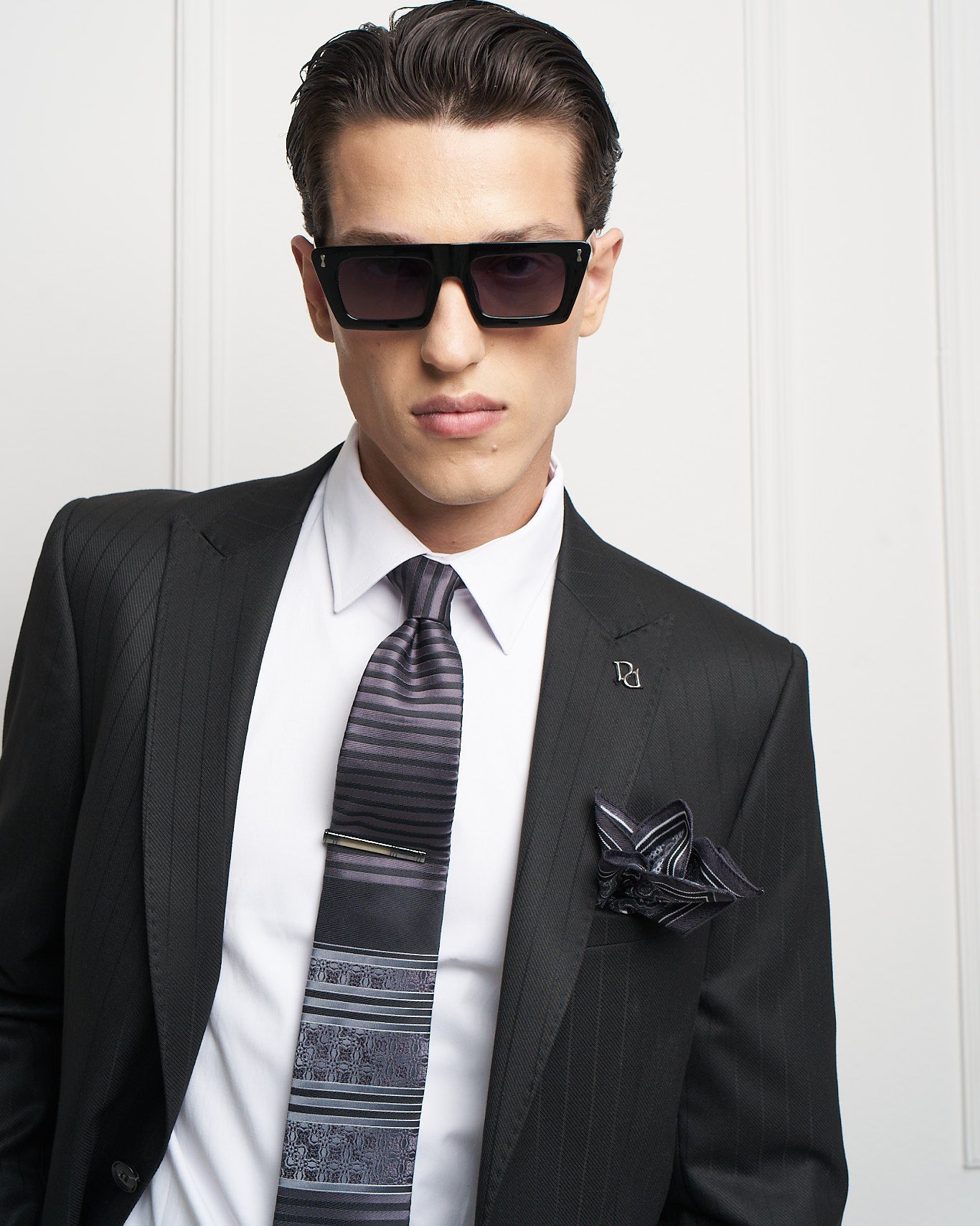 Black Pinstripe One-Button Tailored Jacket