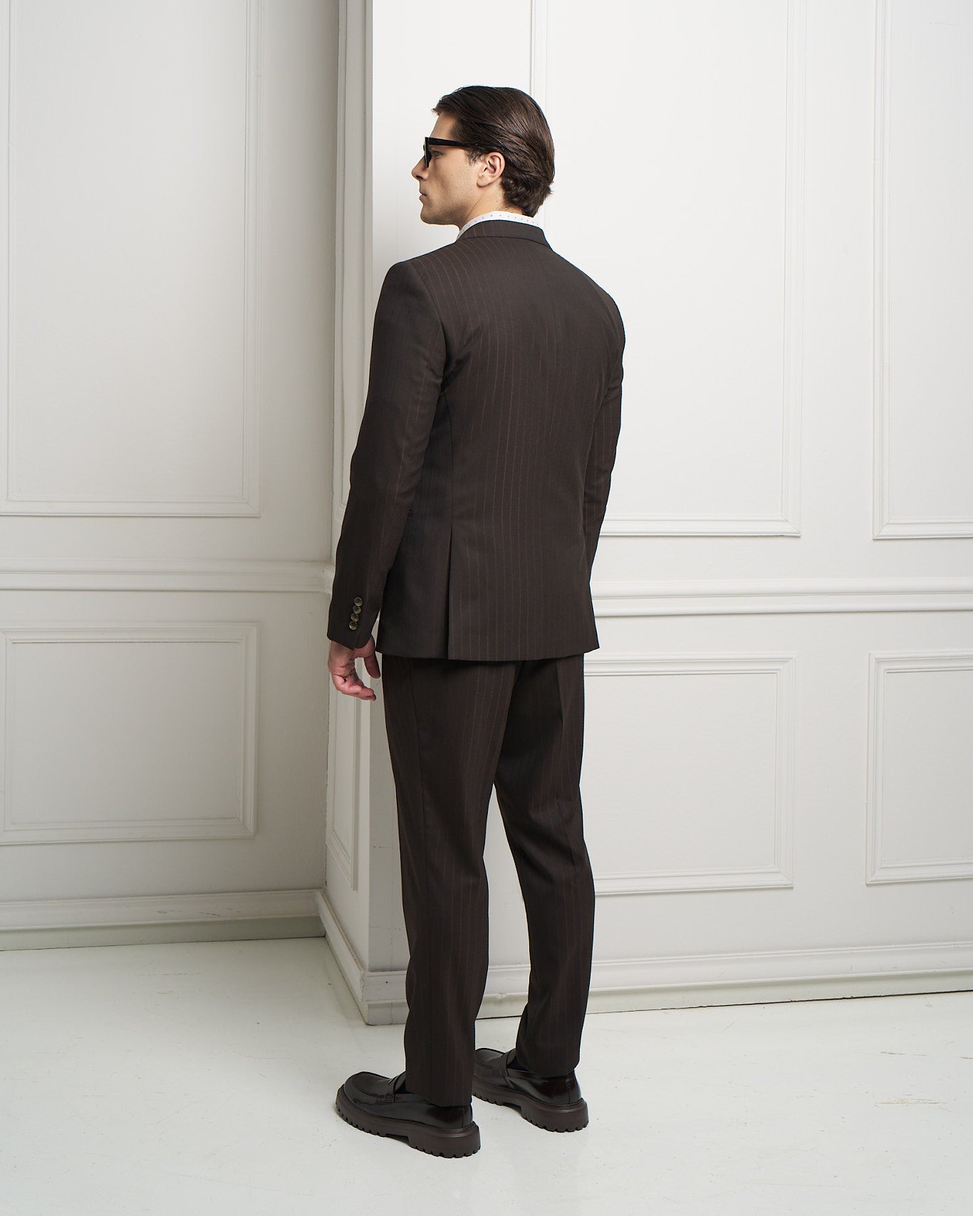 Brown Pinstripe One-Button Tailored Jacket