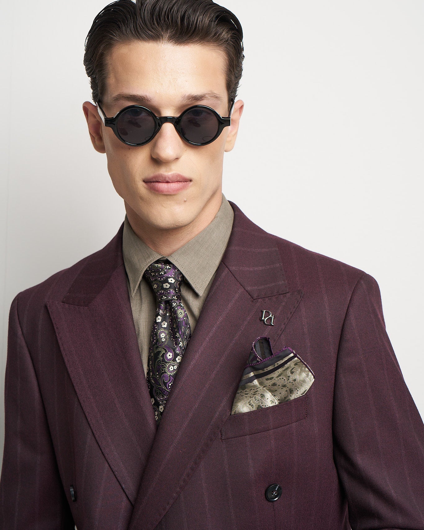 Burgundy Pinstripe Double-Breasted Tailored Jacket
