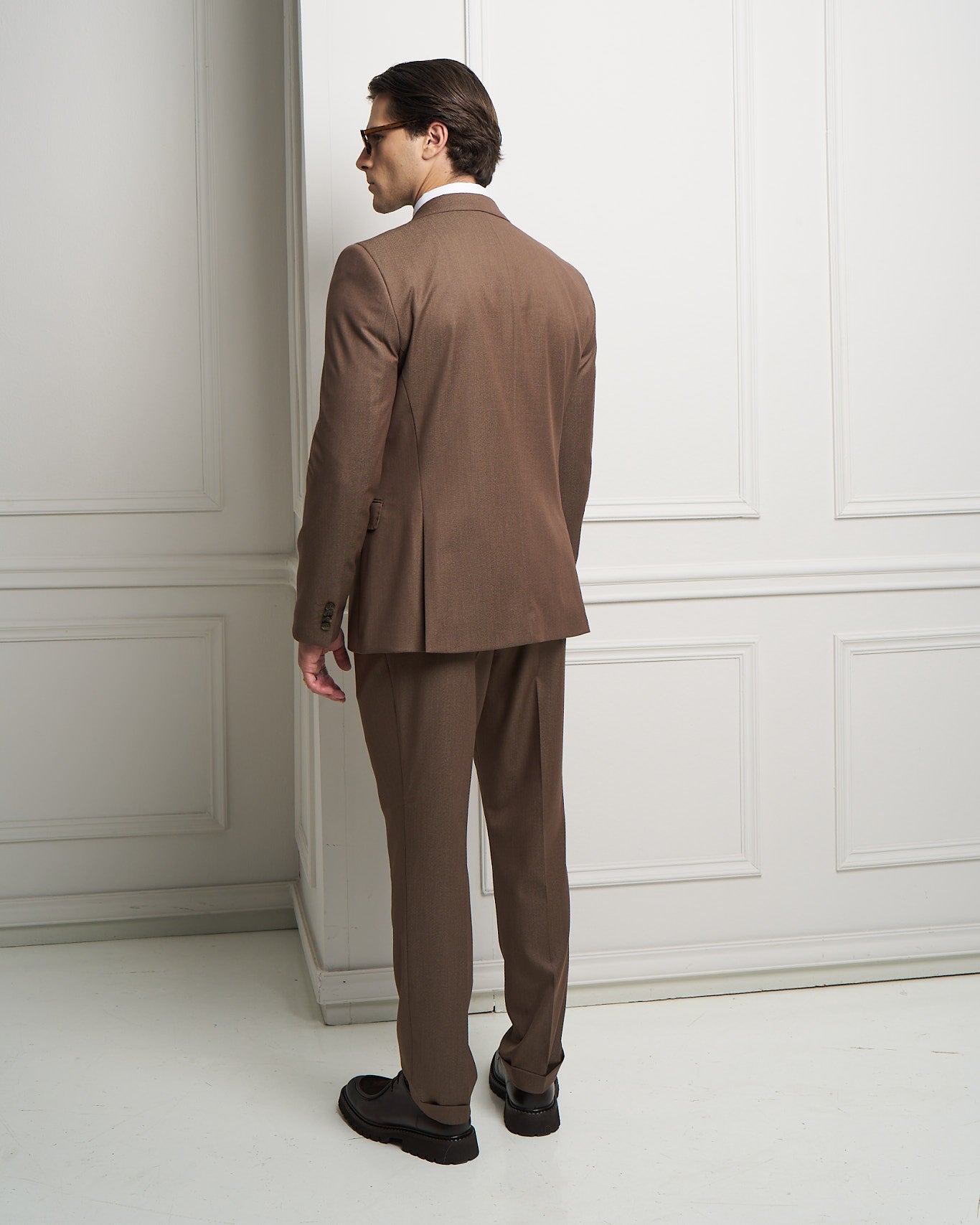 Taupe Double-Breasted Tailored Jacket