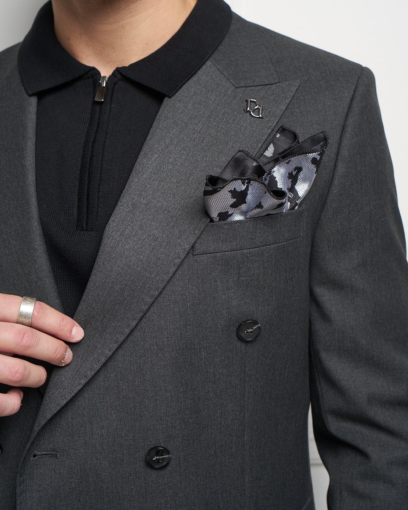 Charcoal Double-Breasted Tailored Jacket