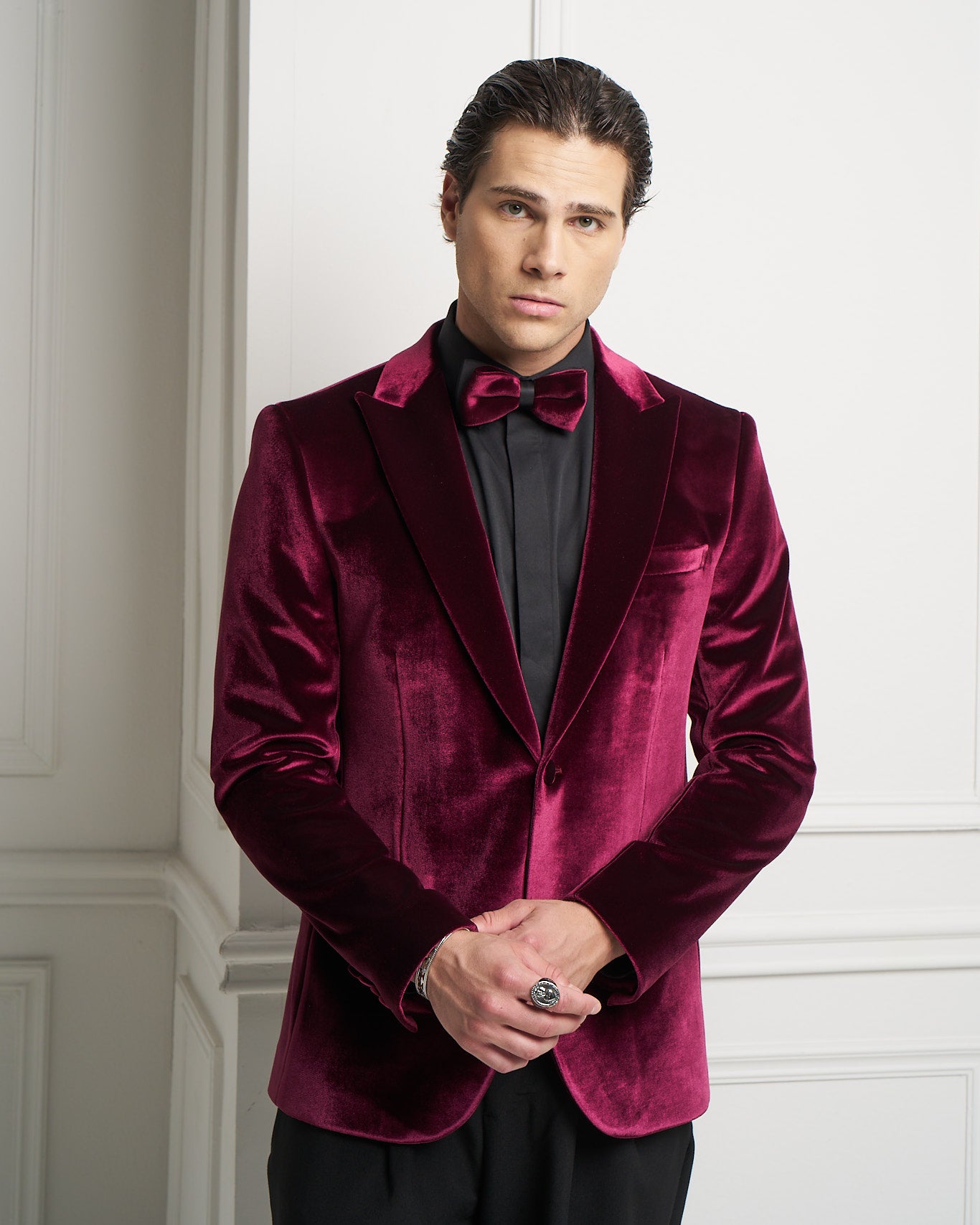 Burgundy Velvet Tuxedo Jacket