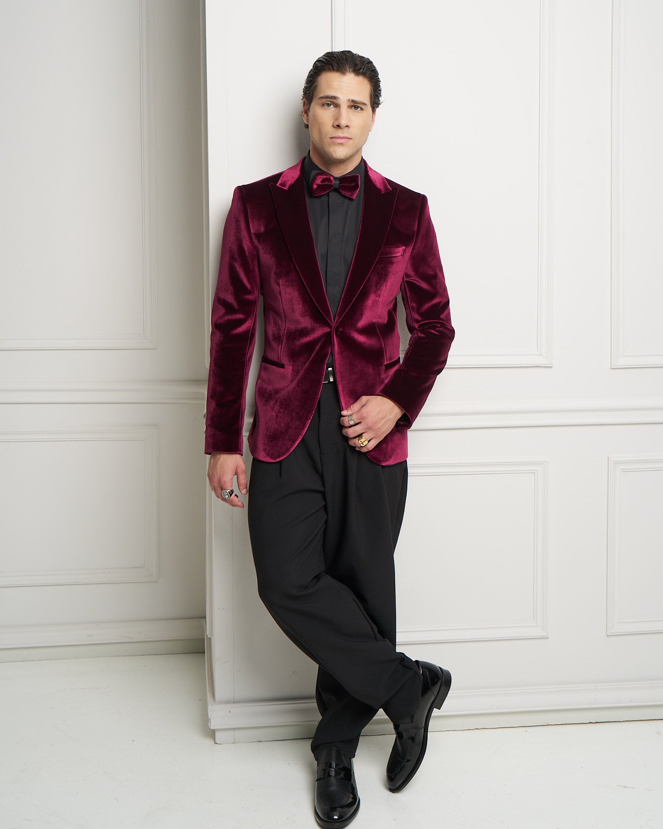 Burgundy Velvet Tuxedo Jacket