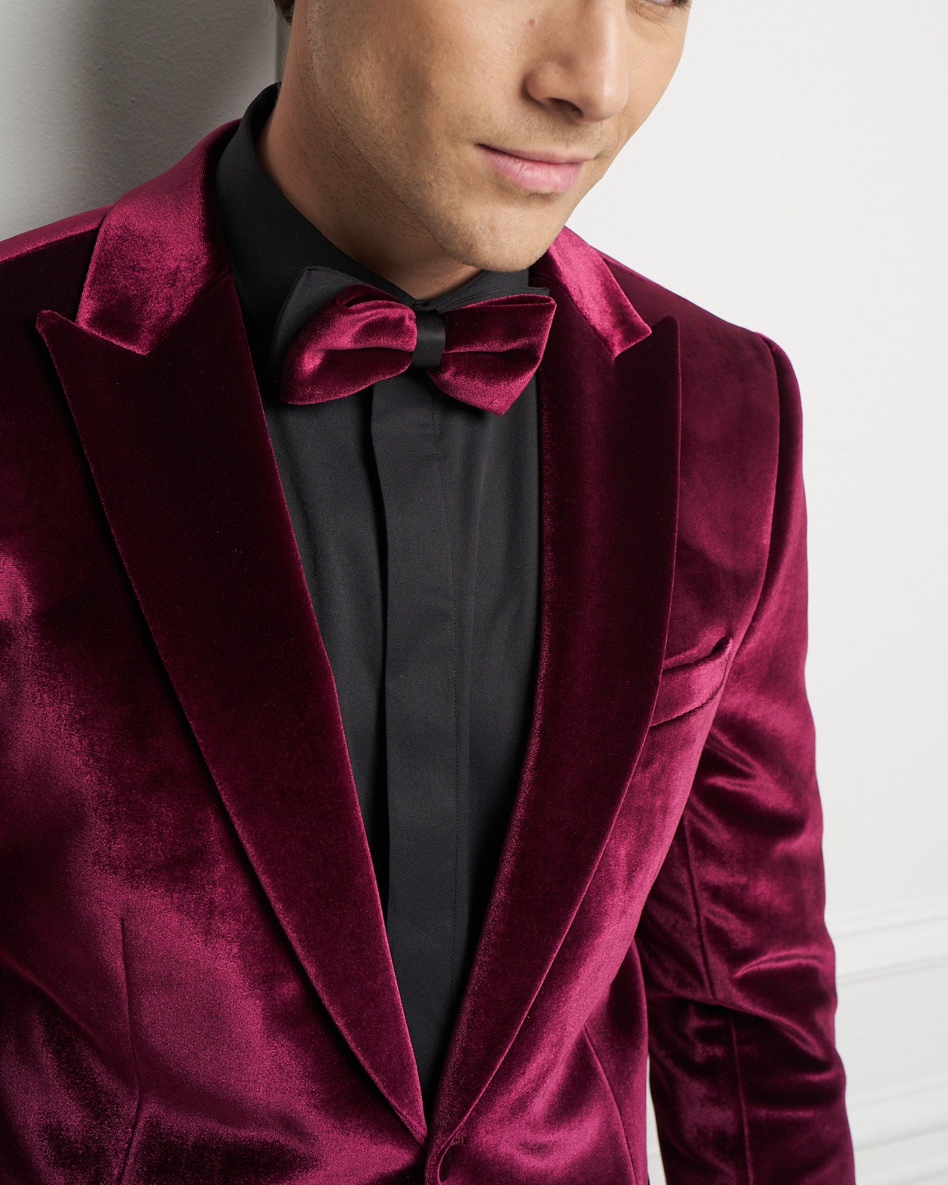 Burgundy Velvet Tuxedo Jacket