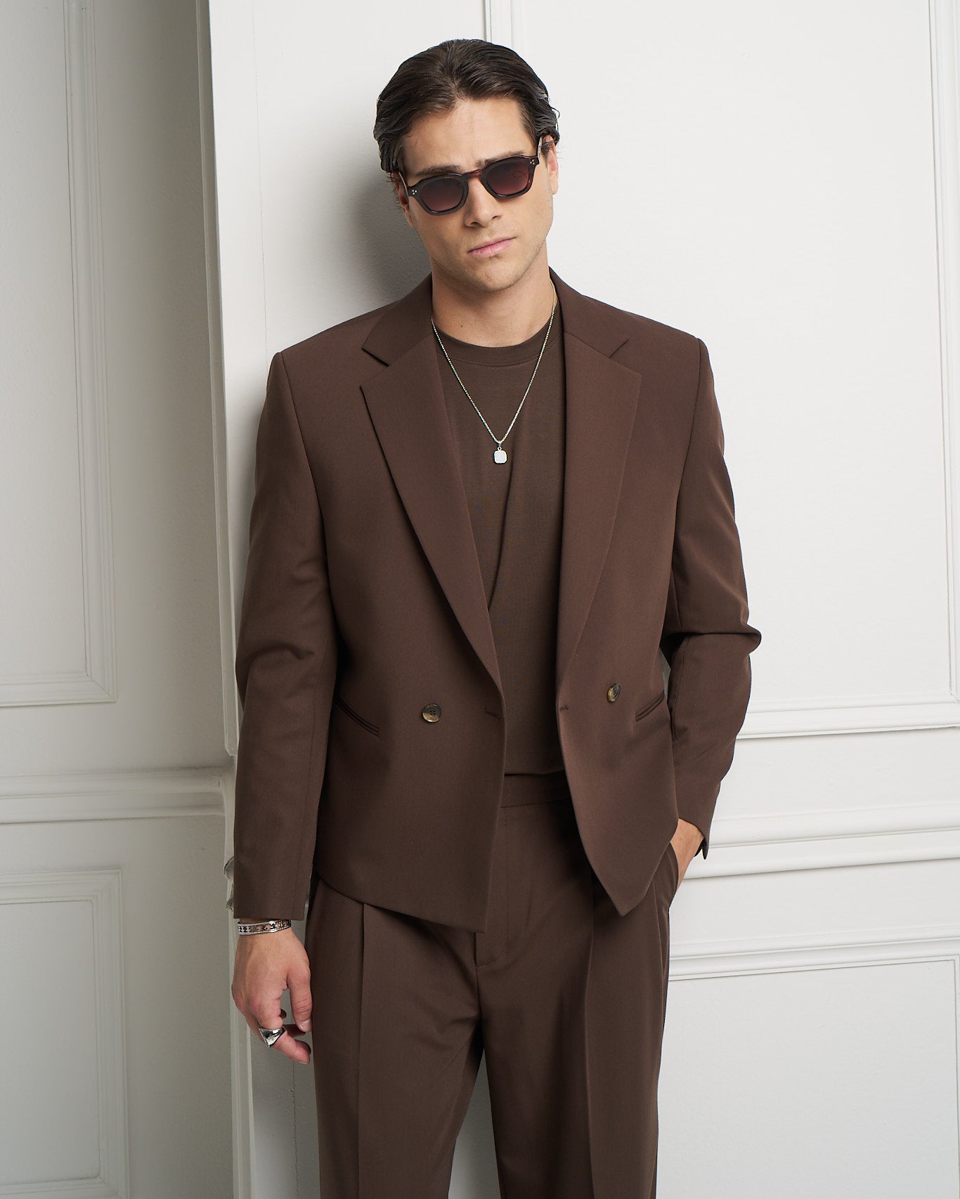 Brown Double-Breasted Jacket