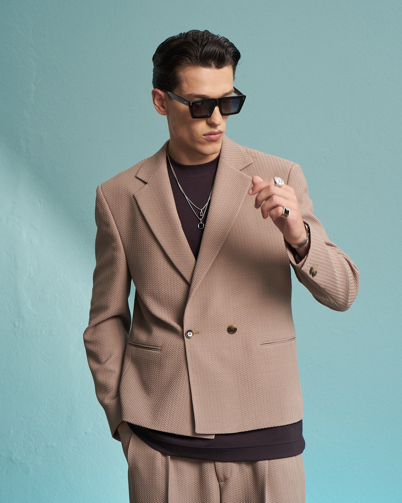 Fango Textured Double-Breasted Jacket