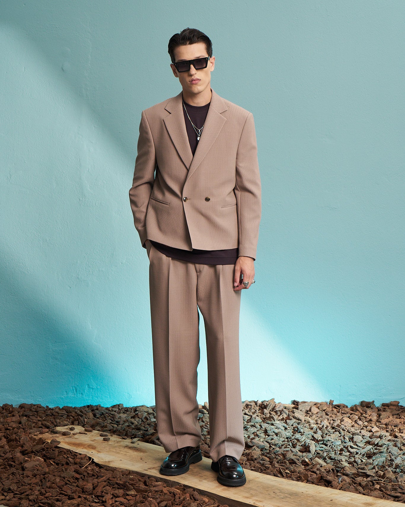 Fango Textured Double-Breasted Jacket