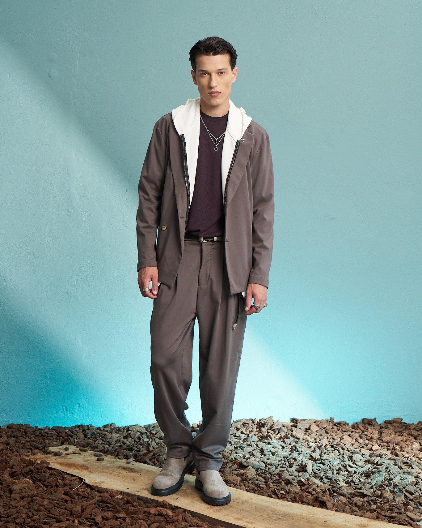 Fango Layered Hooded Tailored Jacket