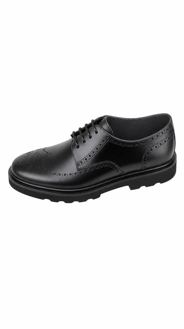 Leather Wingtip Derby Shoe - Black