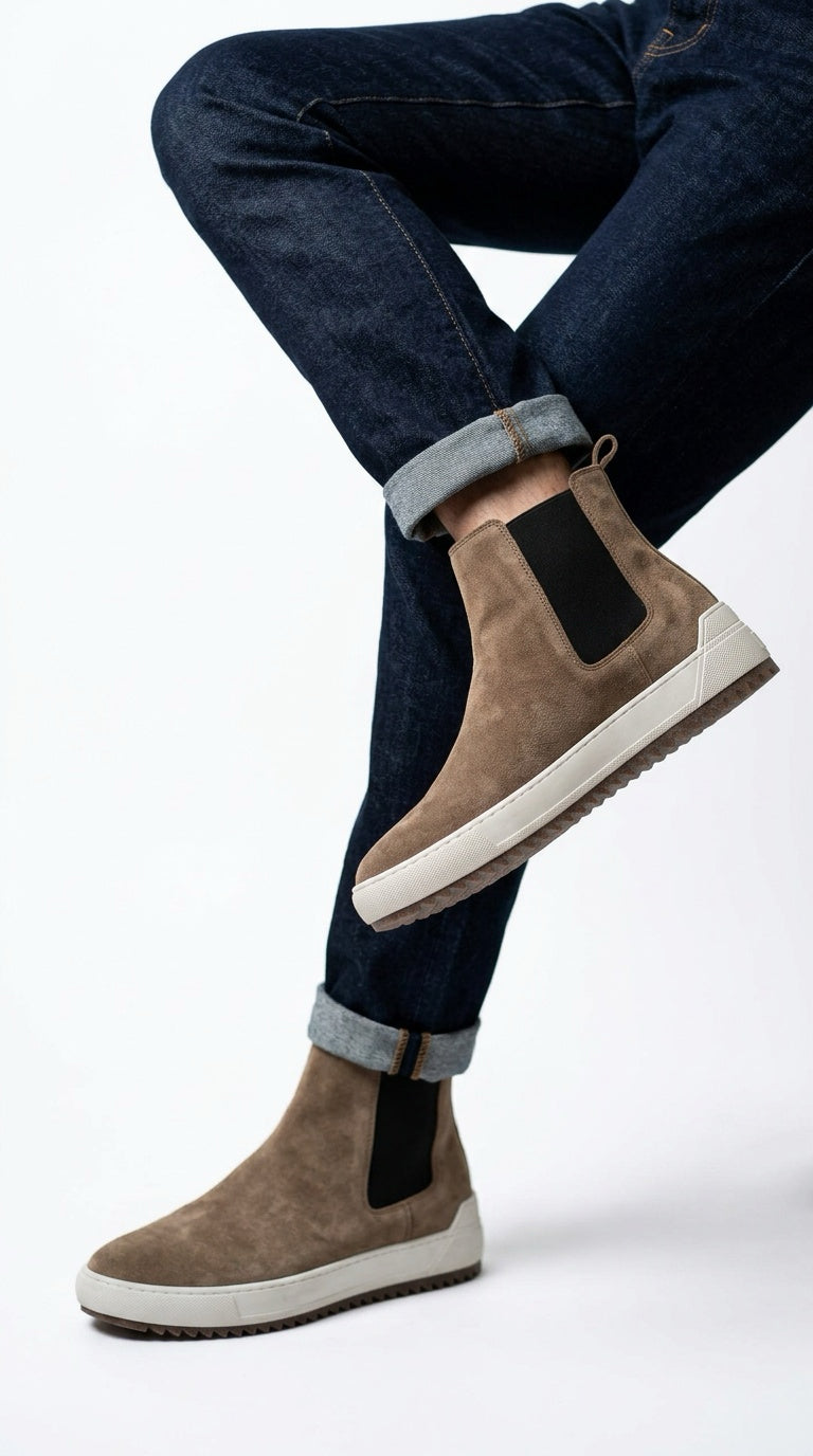 Suede Chelsea Sneaker Boot - Sand
