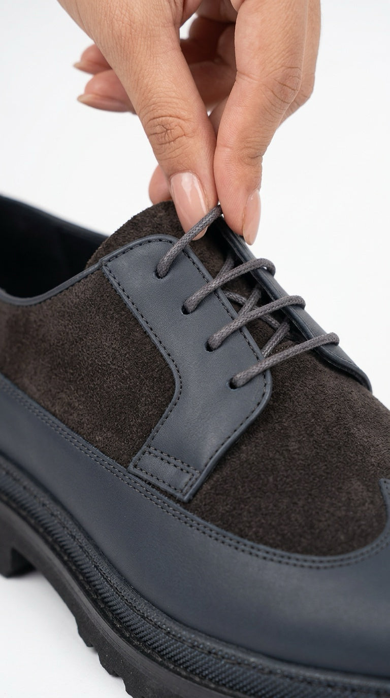 Leather & Suede Derby - Bitter