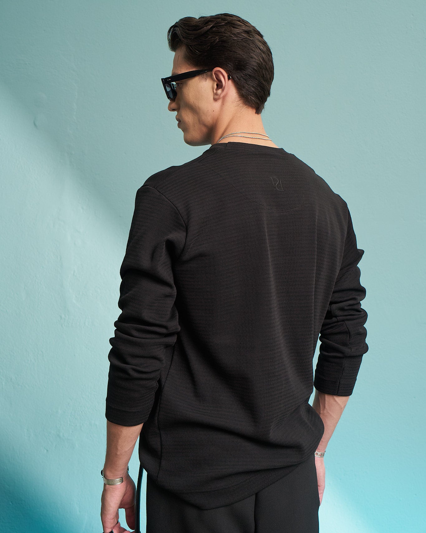 Black Premium Waffle Long Sleeve T-Shirt
