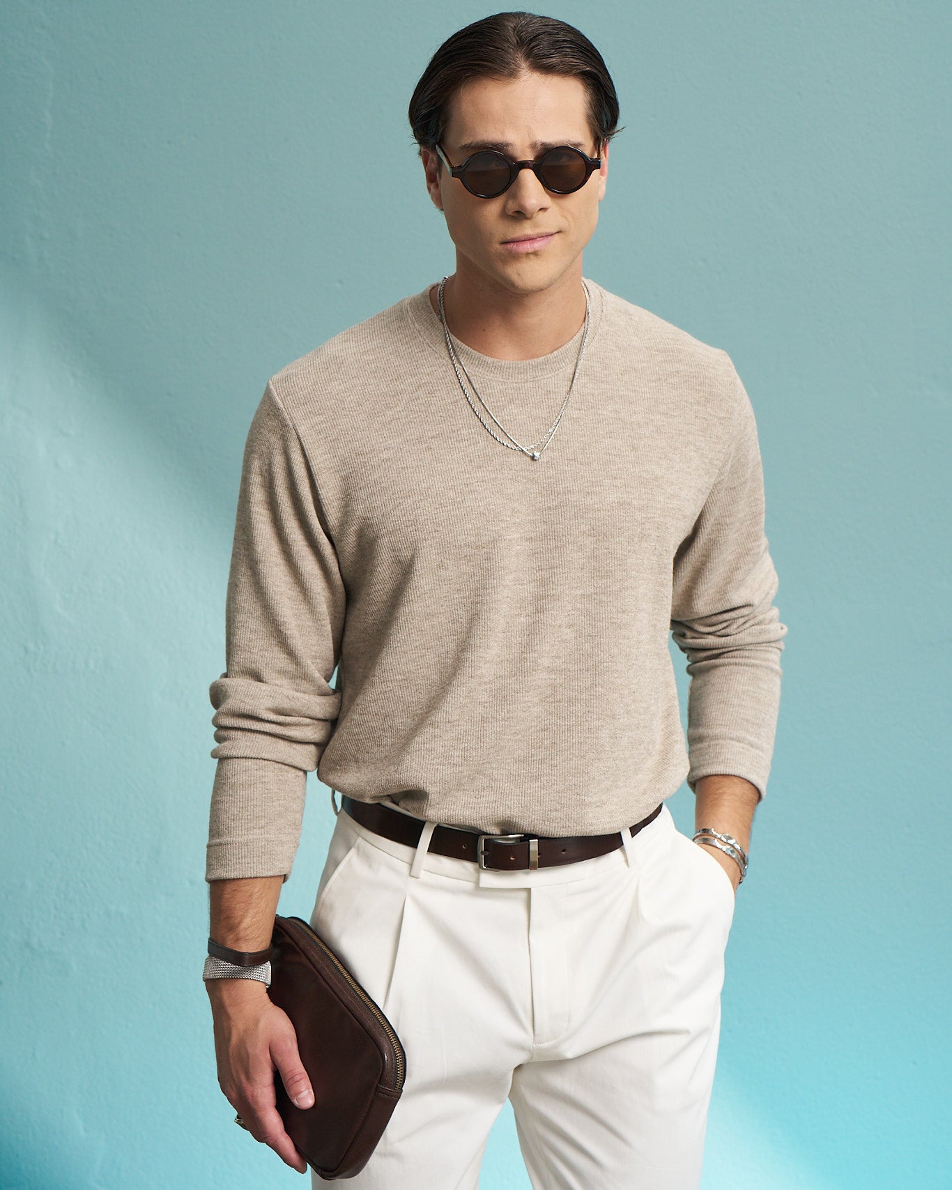 Beige Premium Crew Neck Sweatshirt
