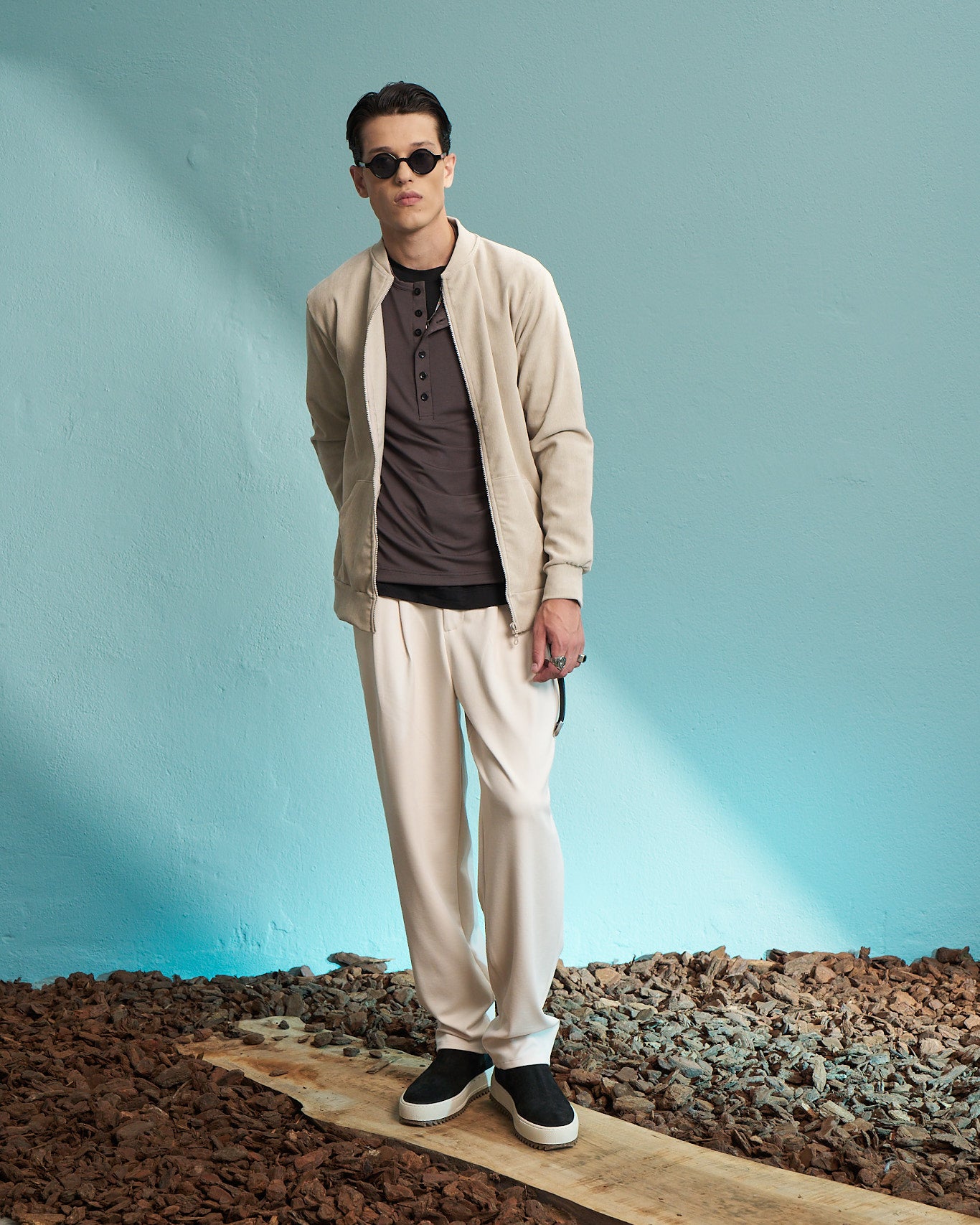 Beige Premium Zip Jacket