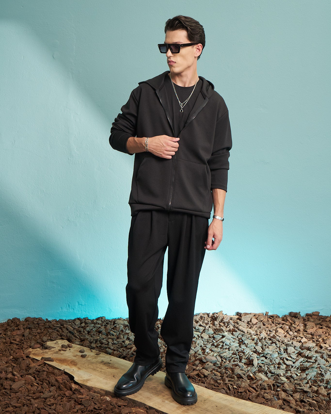 Black Premium Zip Hoodie