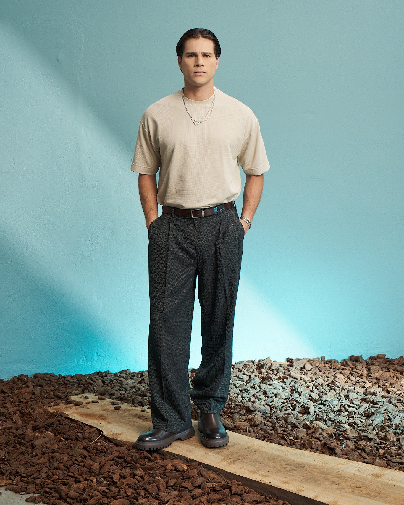 Beige Premium Textured Oversized T-Shirt
