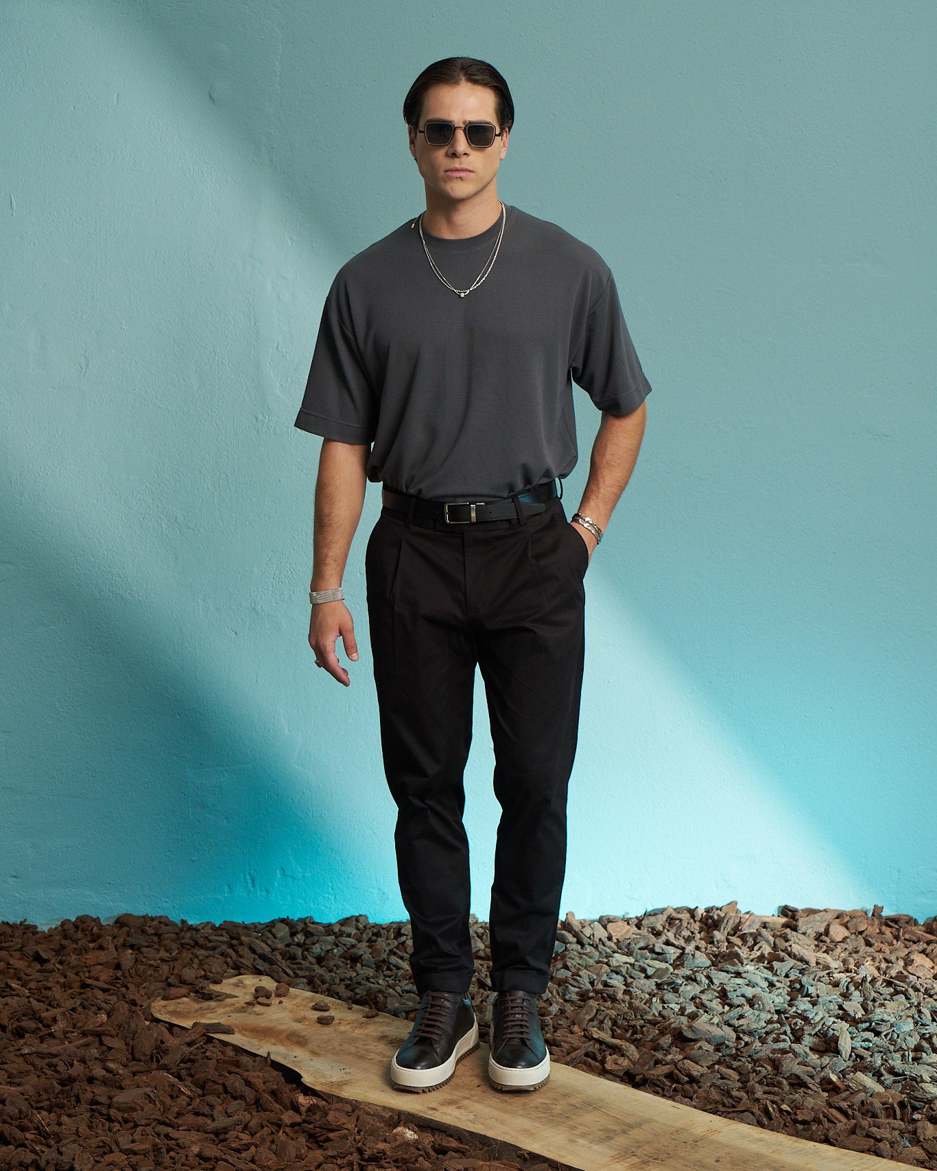 Charcoal Premium Textured Oversized T-Shirt