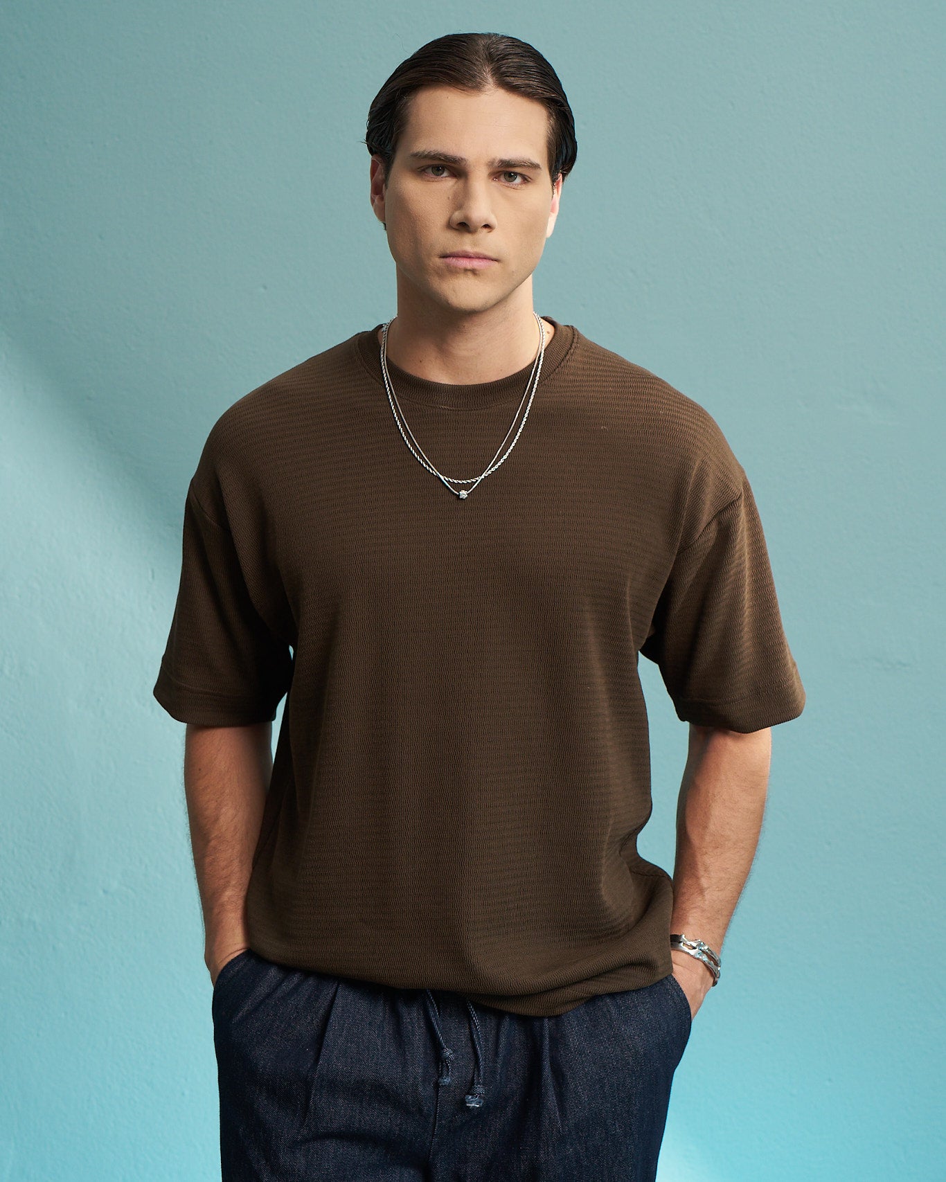 Coffee Premium Textured Oversized T-Shirt