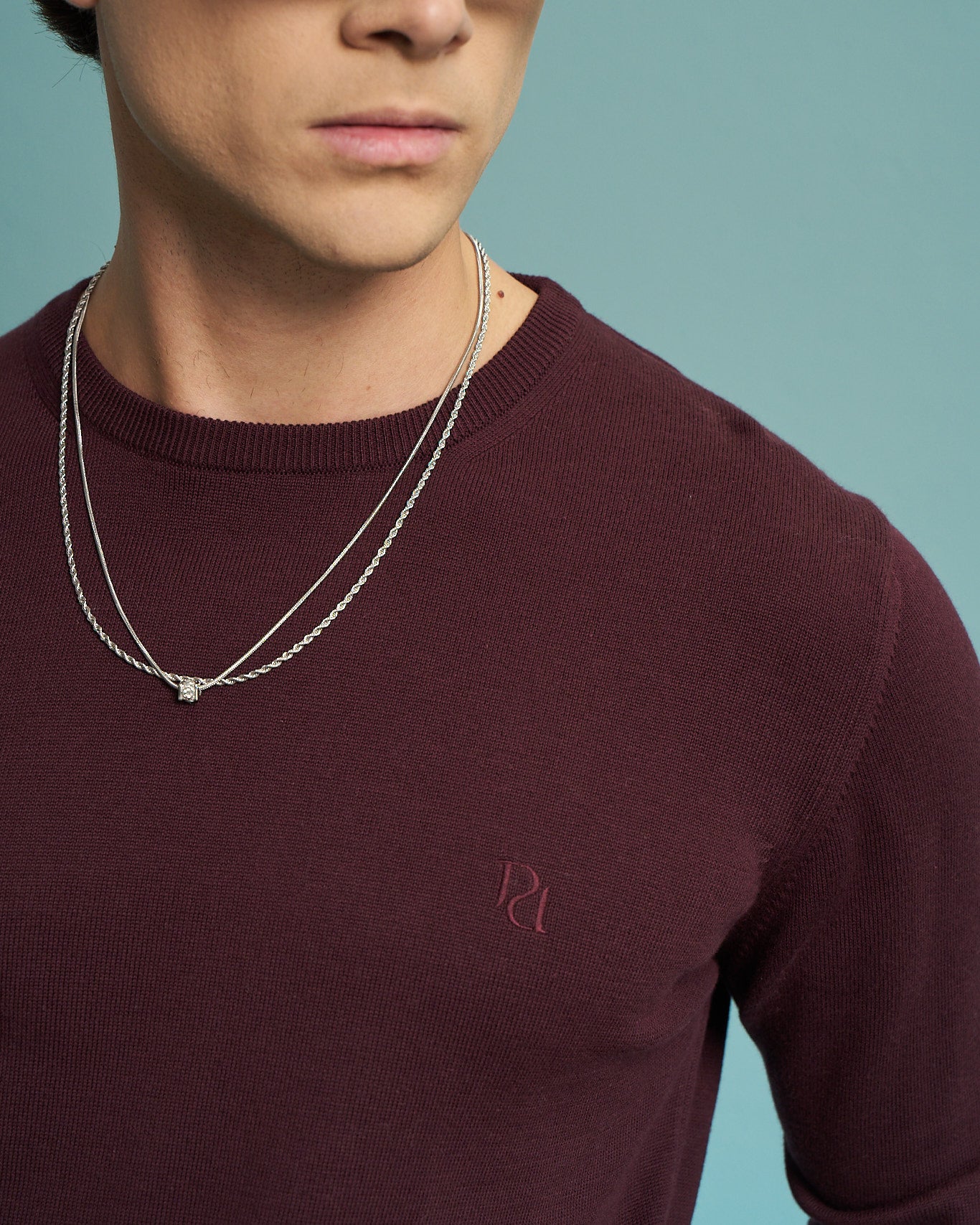 Burgundy 100% Cotton Crew Neck Sweater
