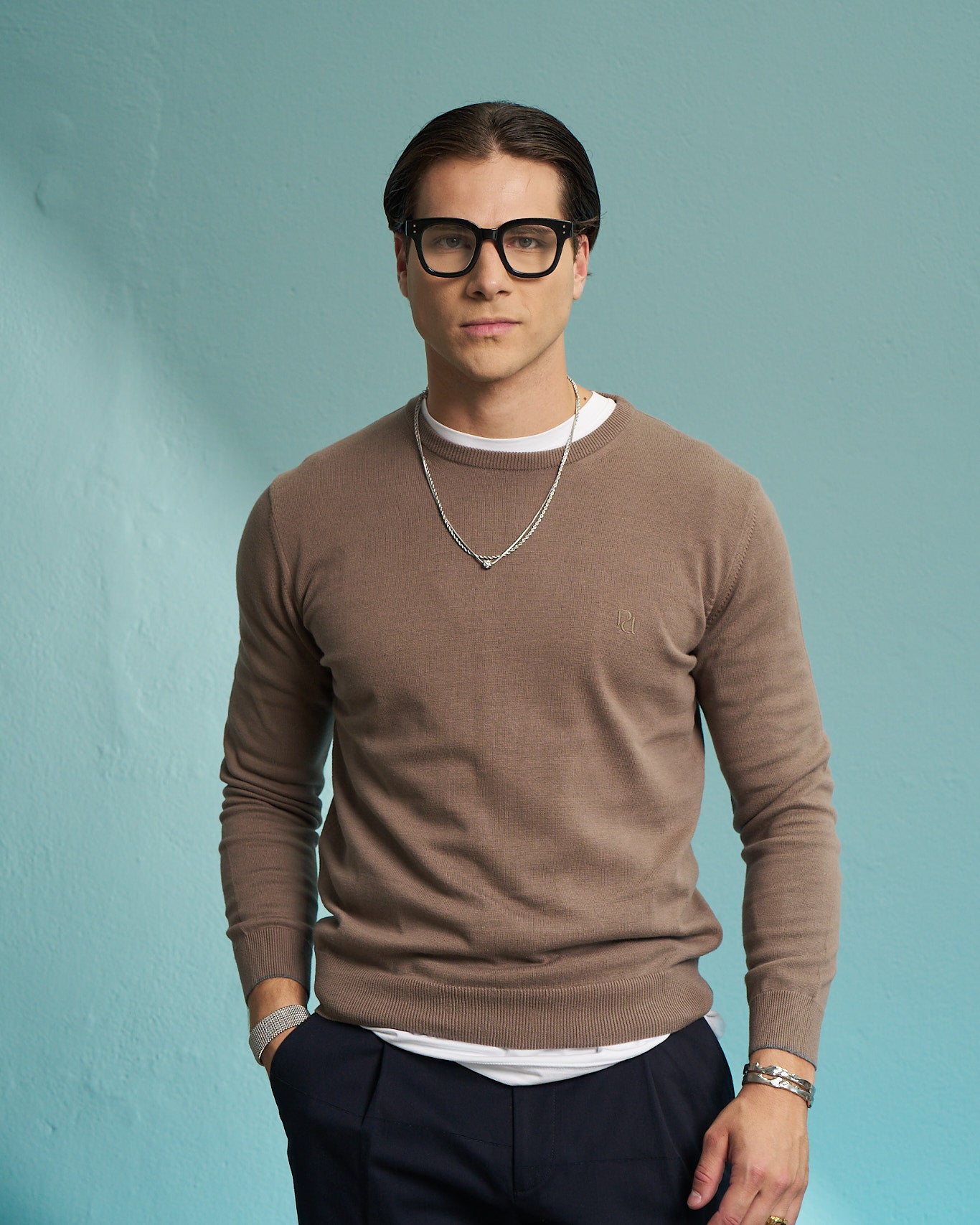 Taupe 100% Cotton Crew Neck Sweater