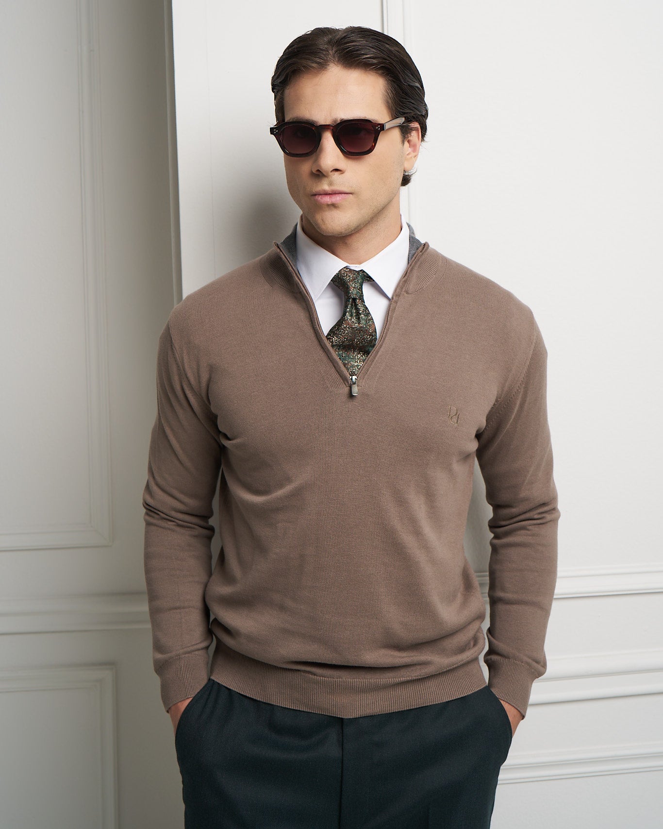 Fango 100% Cotton Quarter Zip Sweater