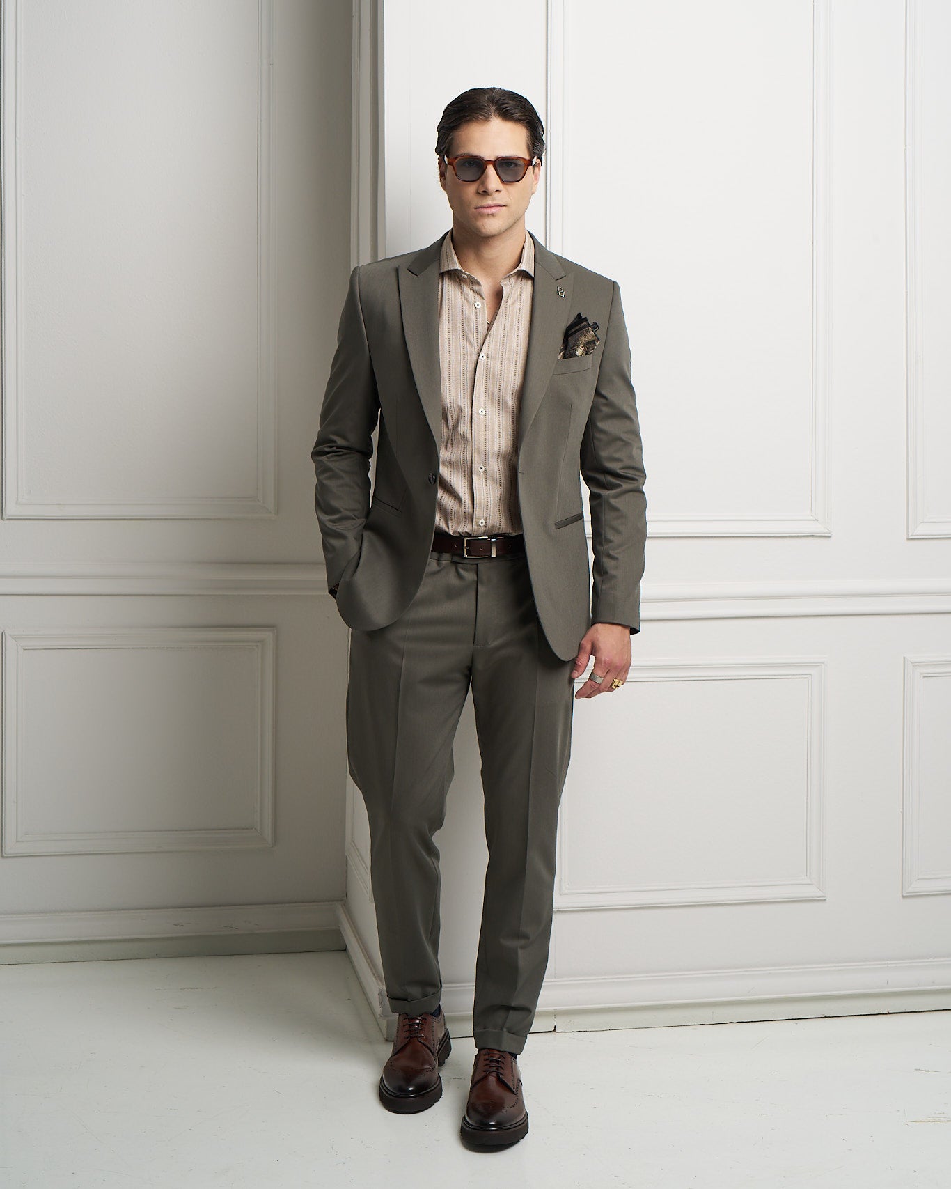 Olive Tailored Slim Fit Trousers