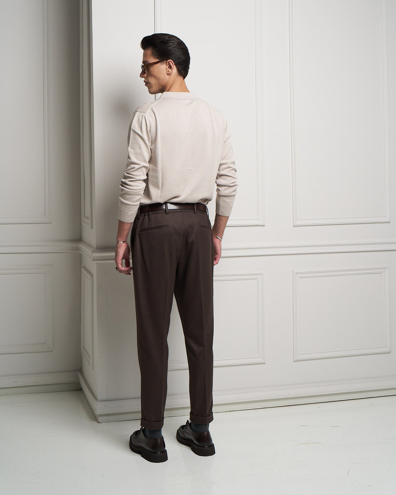 Brown Tailored Slim Fit Trousers
