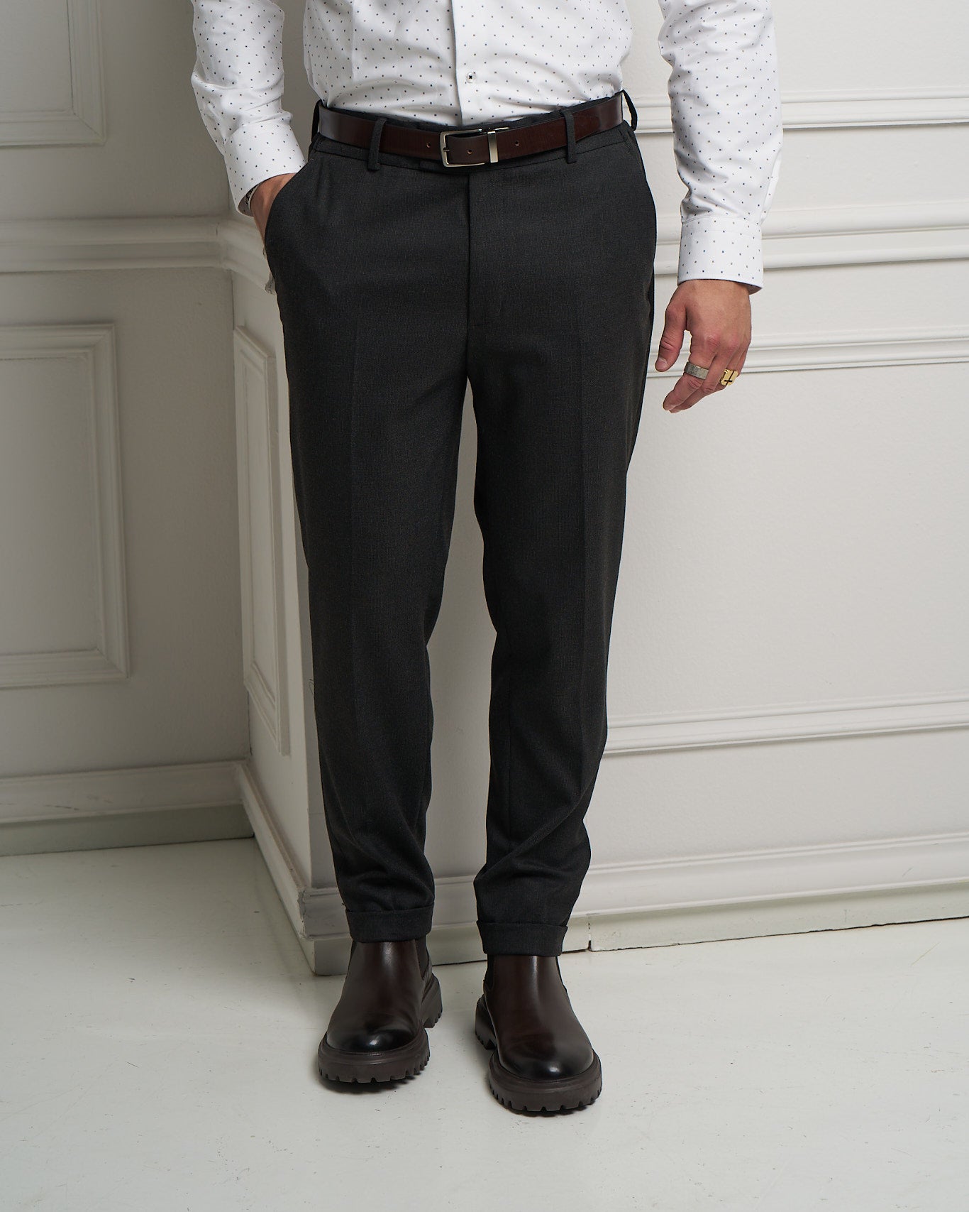 Dark Grey Tailored Slim Fit Trousers
