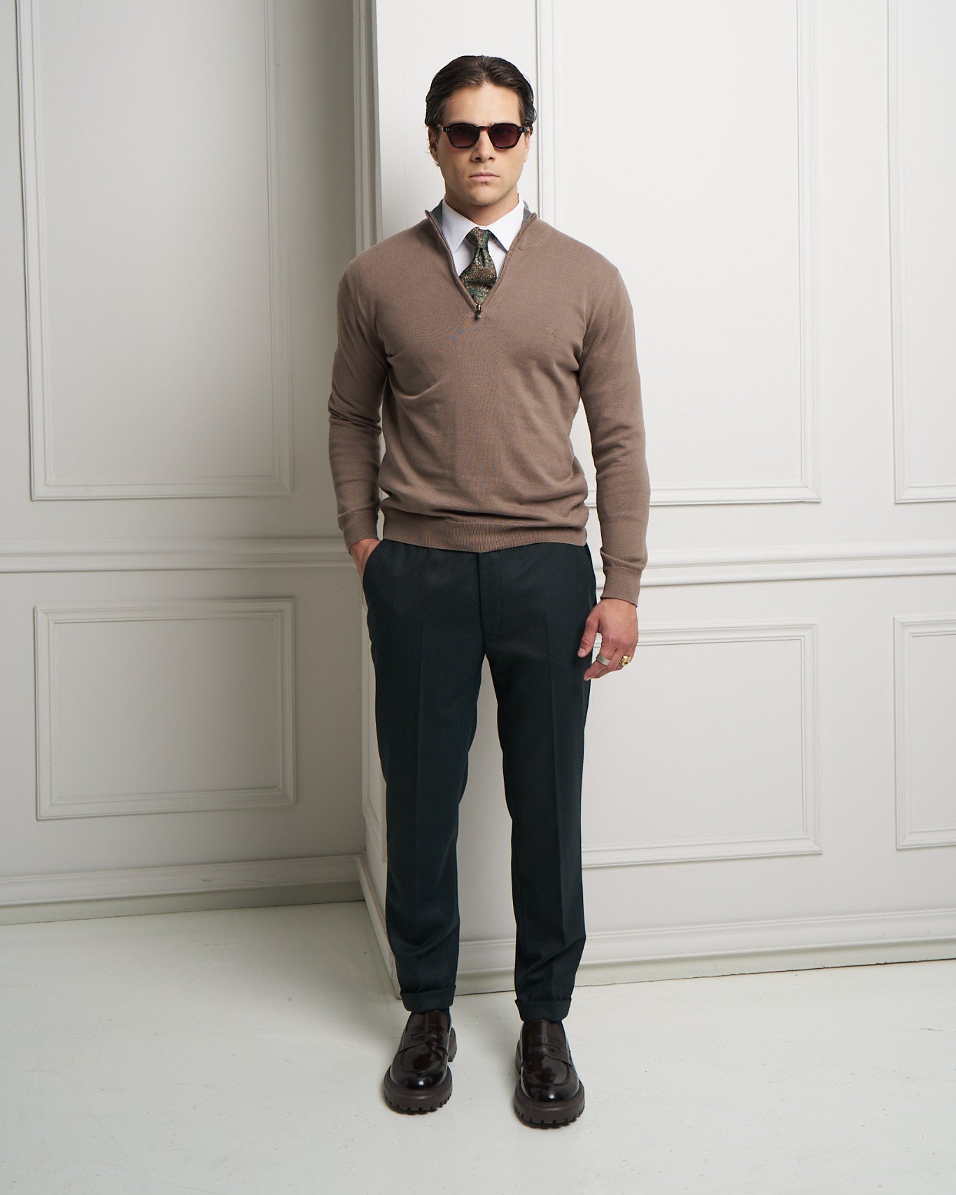 Garden Green Tailored Slim Fit Trousers