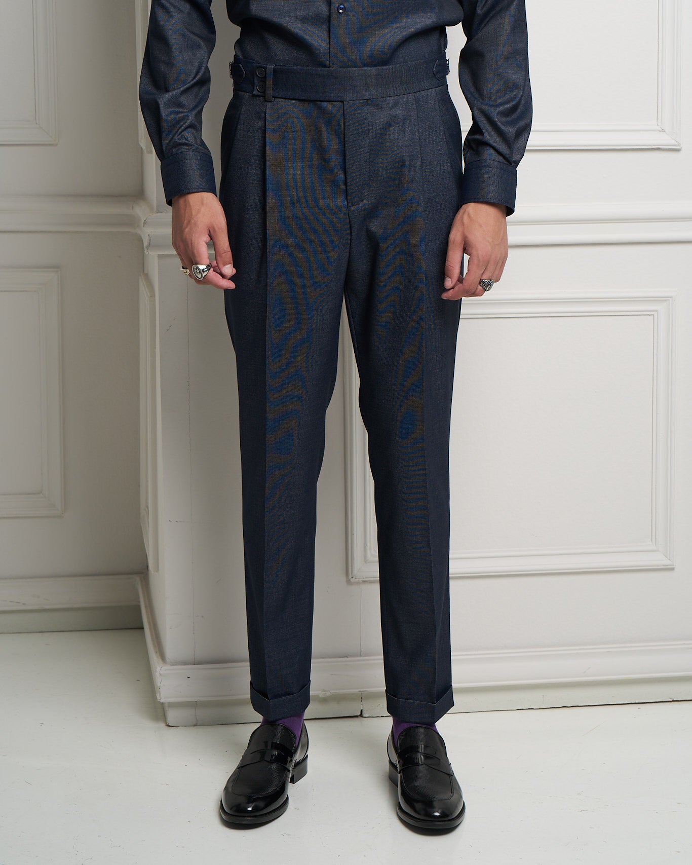 Navy Gurkha Tailored Slim Fit Trousers