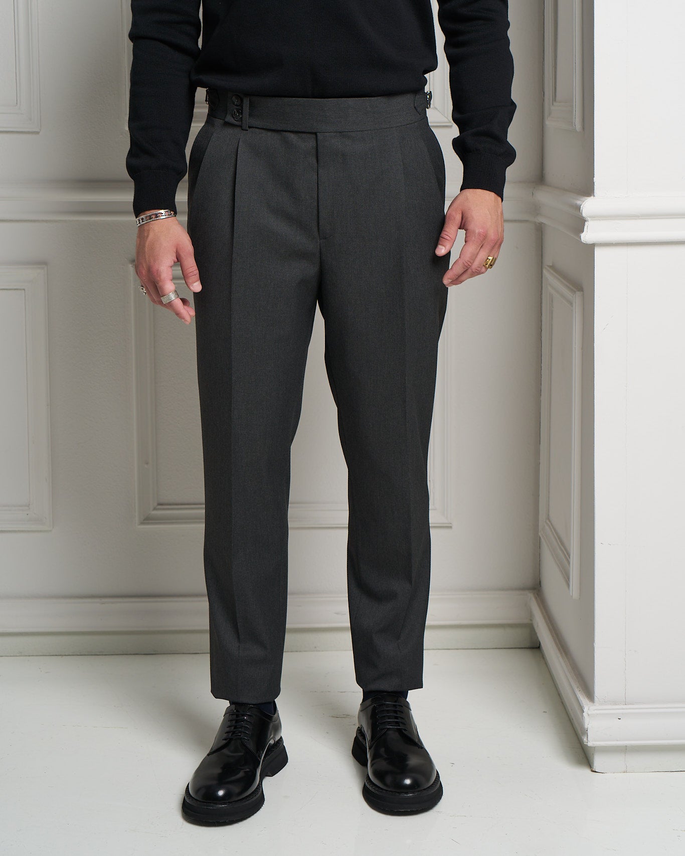 Charcoal Grey Gurkha Tailored Trousers